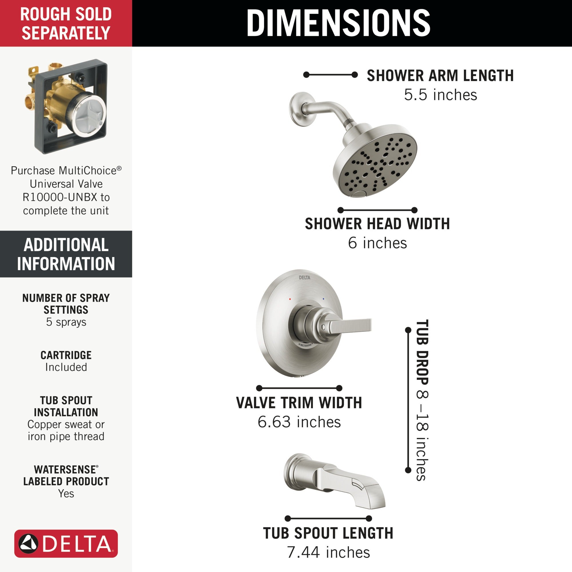 Delta Tetra™ Monitor 14 Series Tub & Shower Trim
