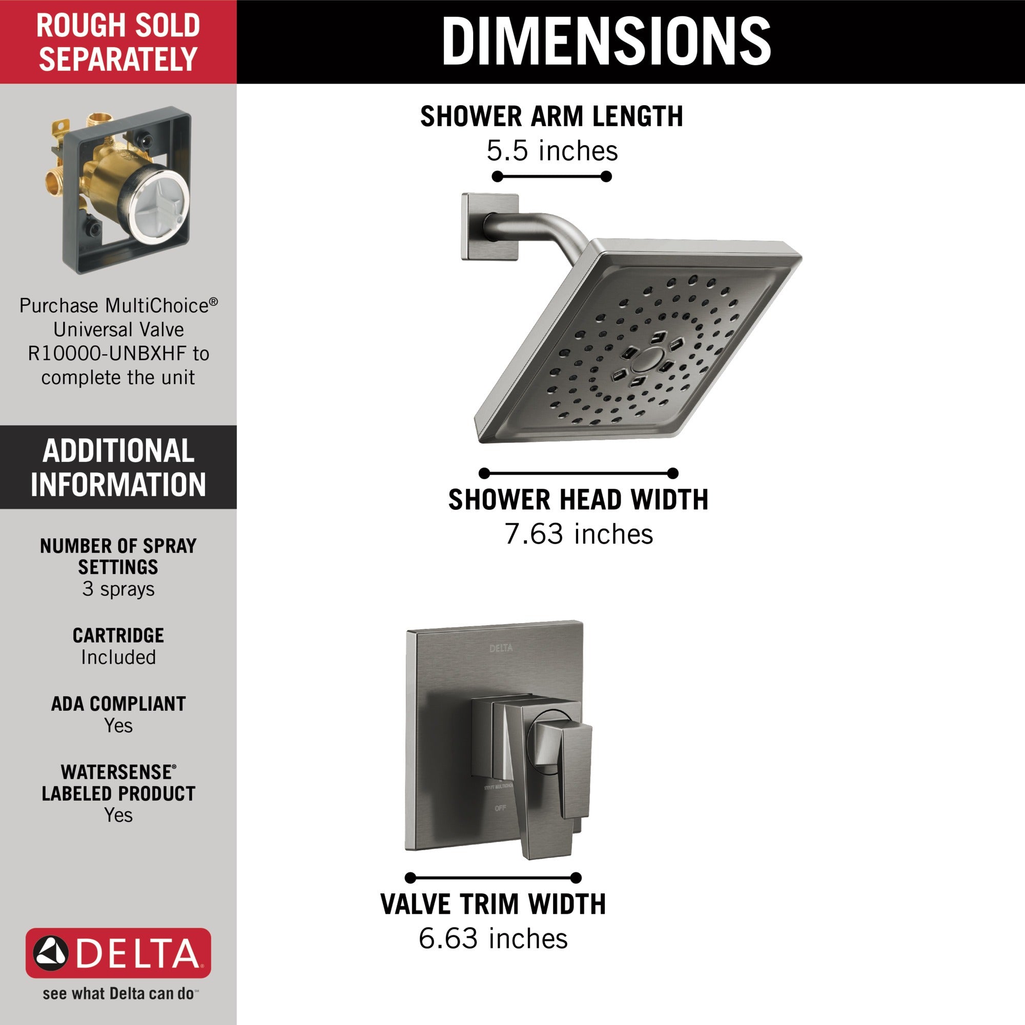 Delta Trillian™ 17 Series H2Okinetic Shower Only Trim