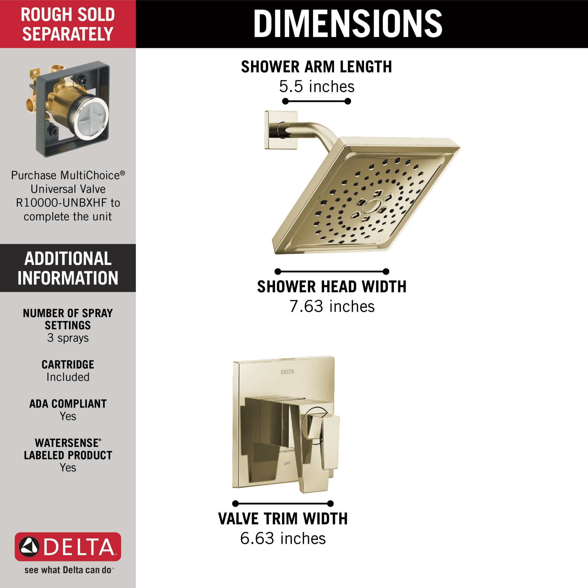 Delta Trillian™ 17 Series H2Okinetic Shower Only Trim