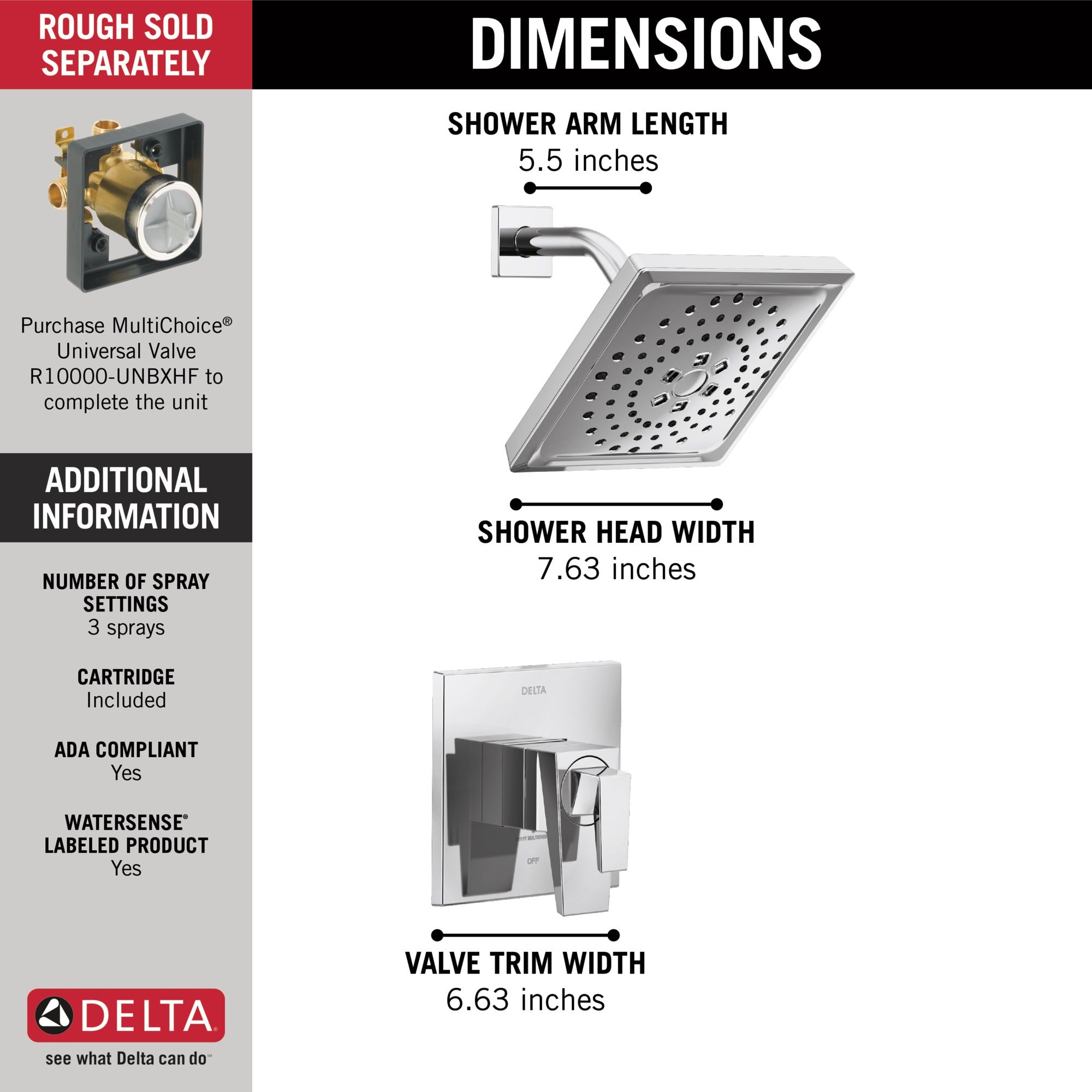 Delta Trillian™ 17 Series H2Okinetic Shower Only Trim