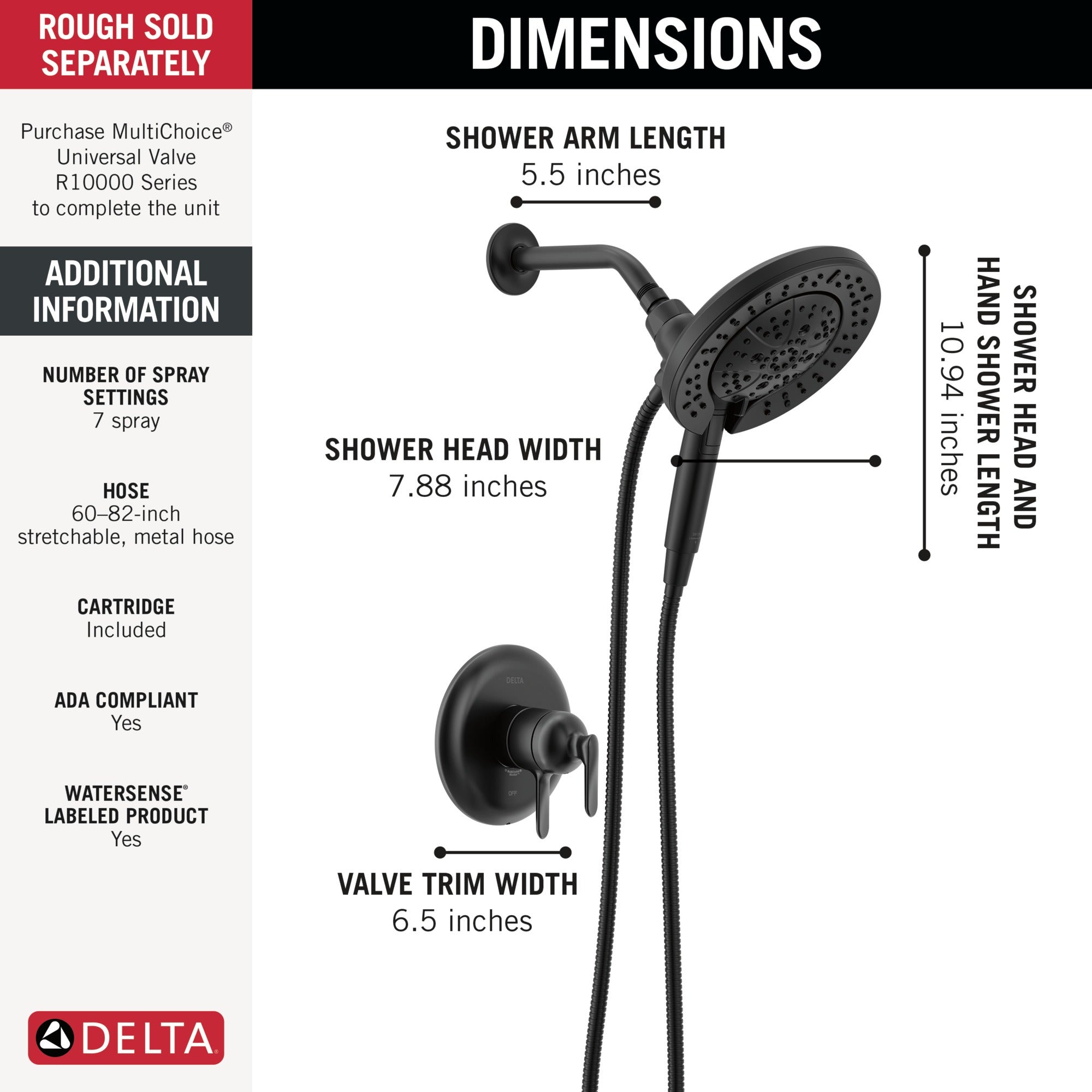 Delta Bonacci™ 17 Series Shower Trim with In2ition Shower Head