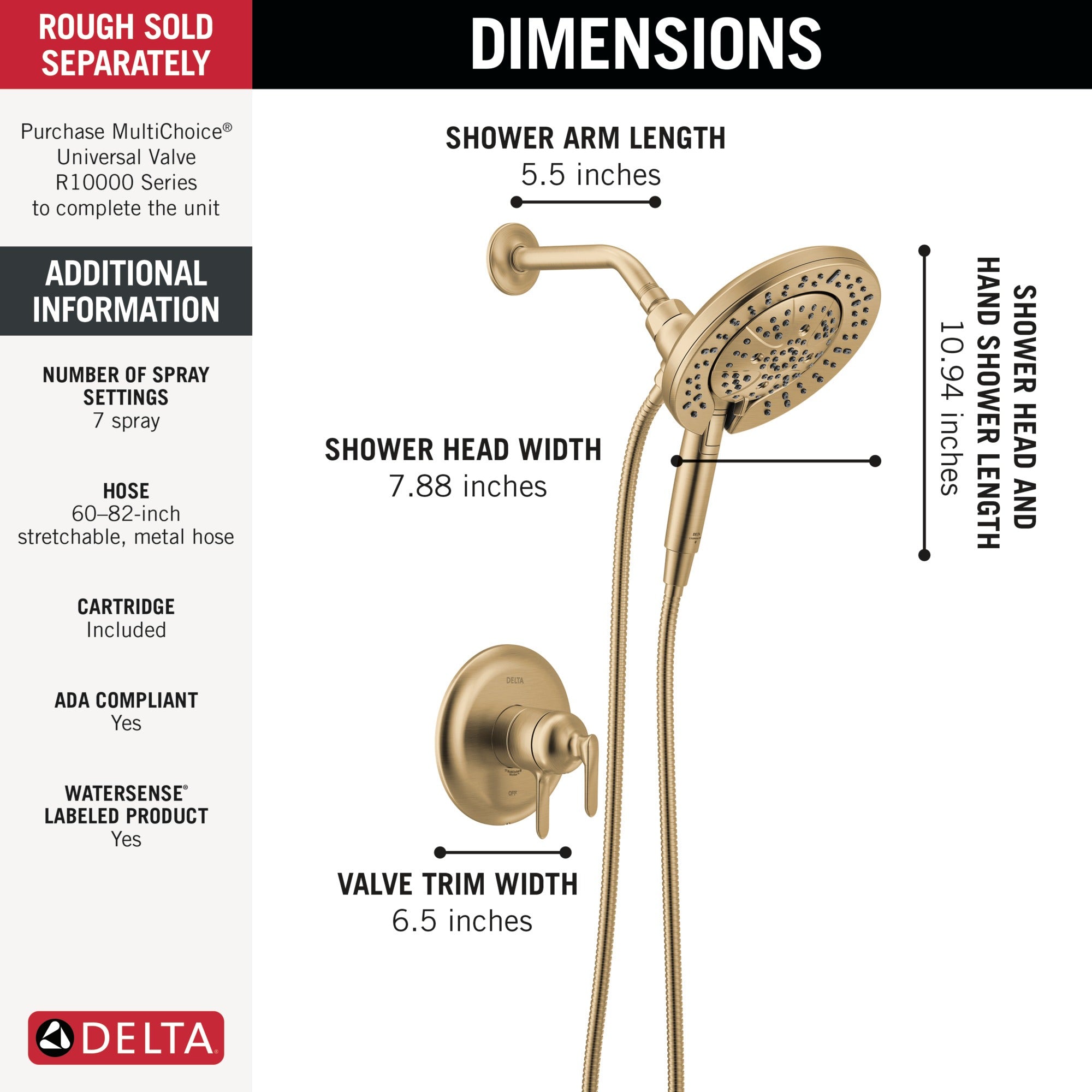 Delta Bonacci™ 17 Series Shower Trim with In2ition Shower Head