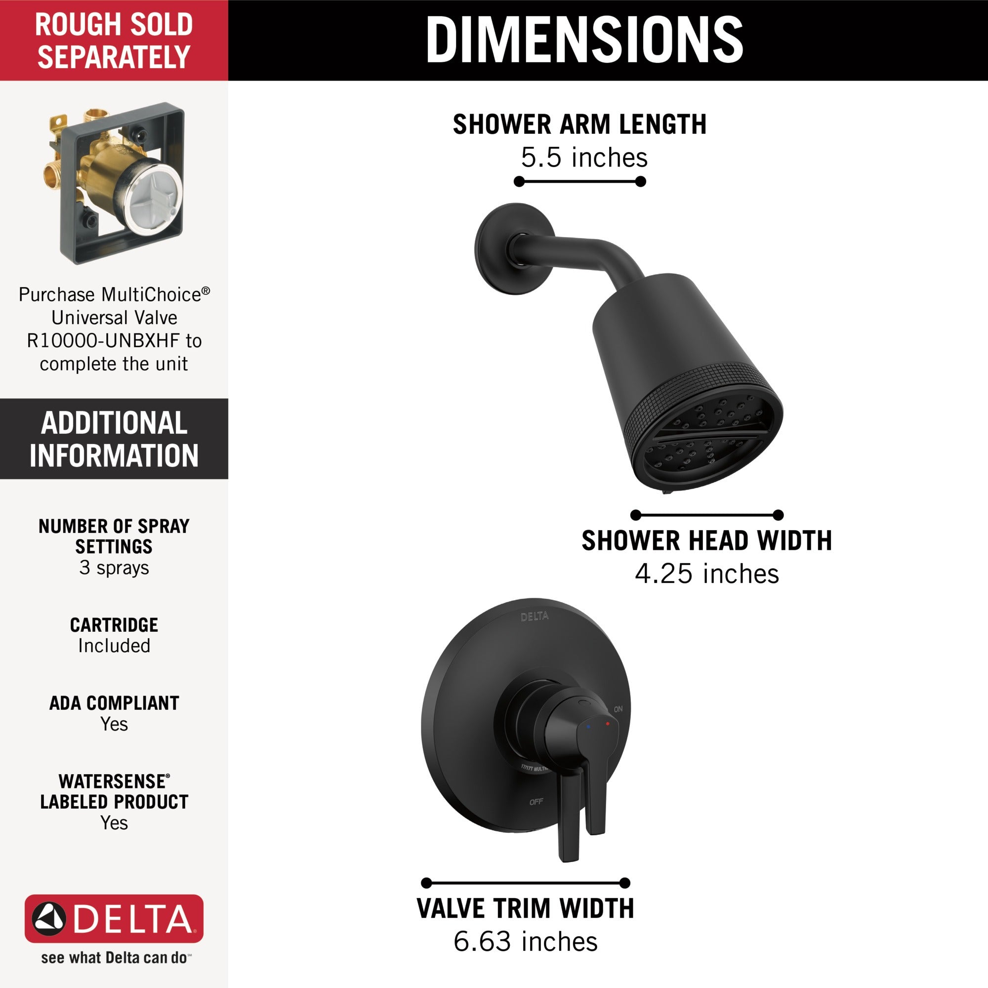 Delta Galeon™ 17 Series Shower Trim with Cylinder SH