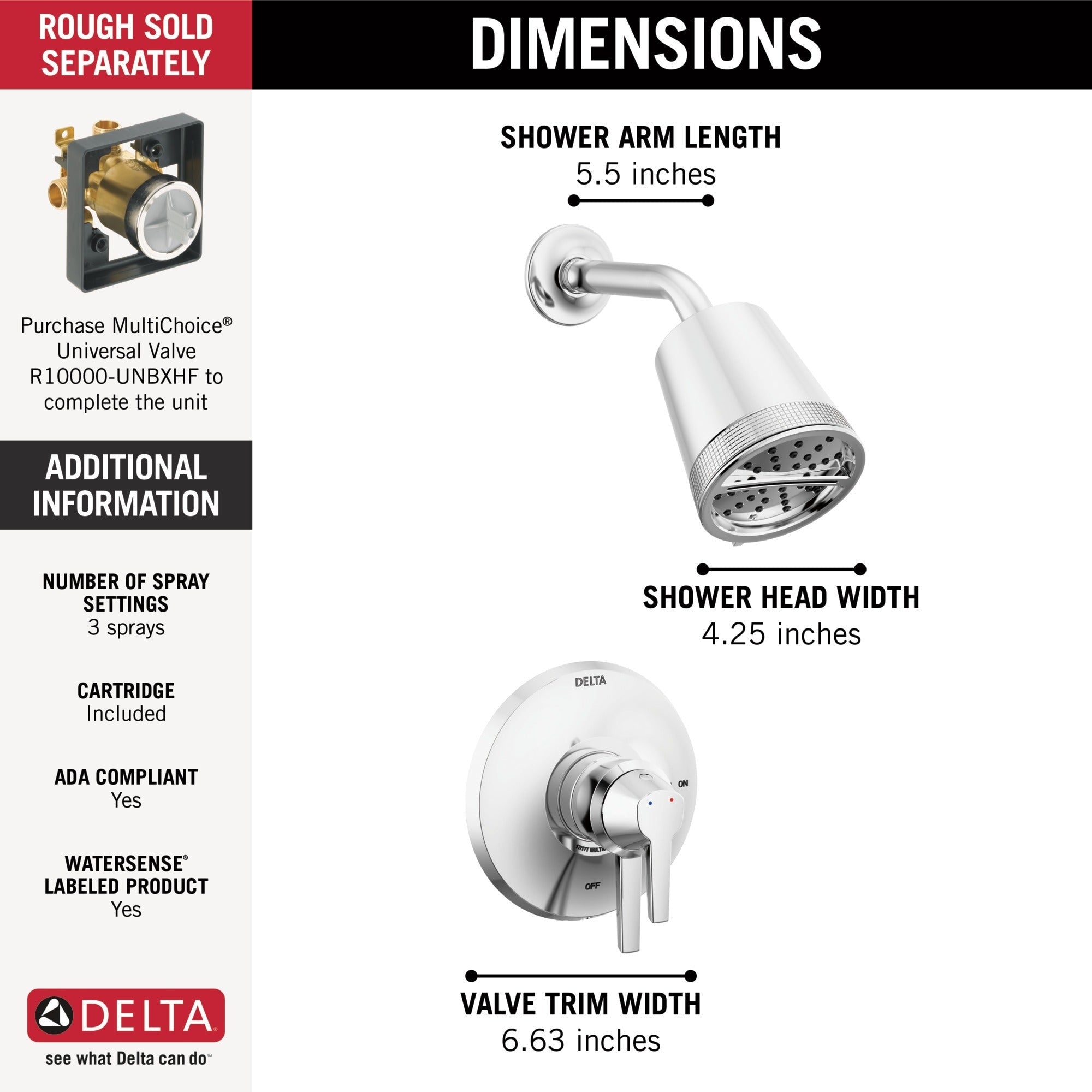 Delta Galeon™ 17 Series Shower Trim with Cylinder SH