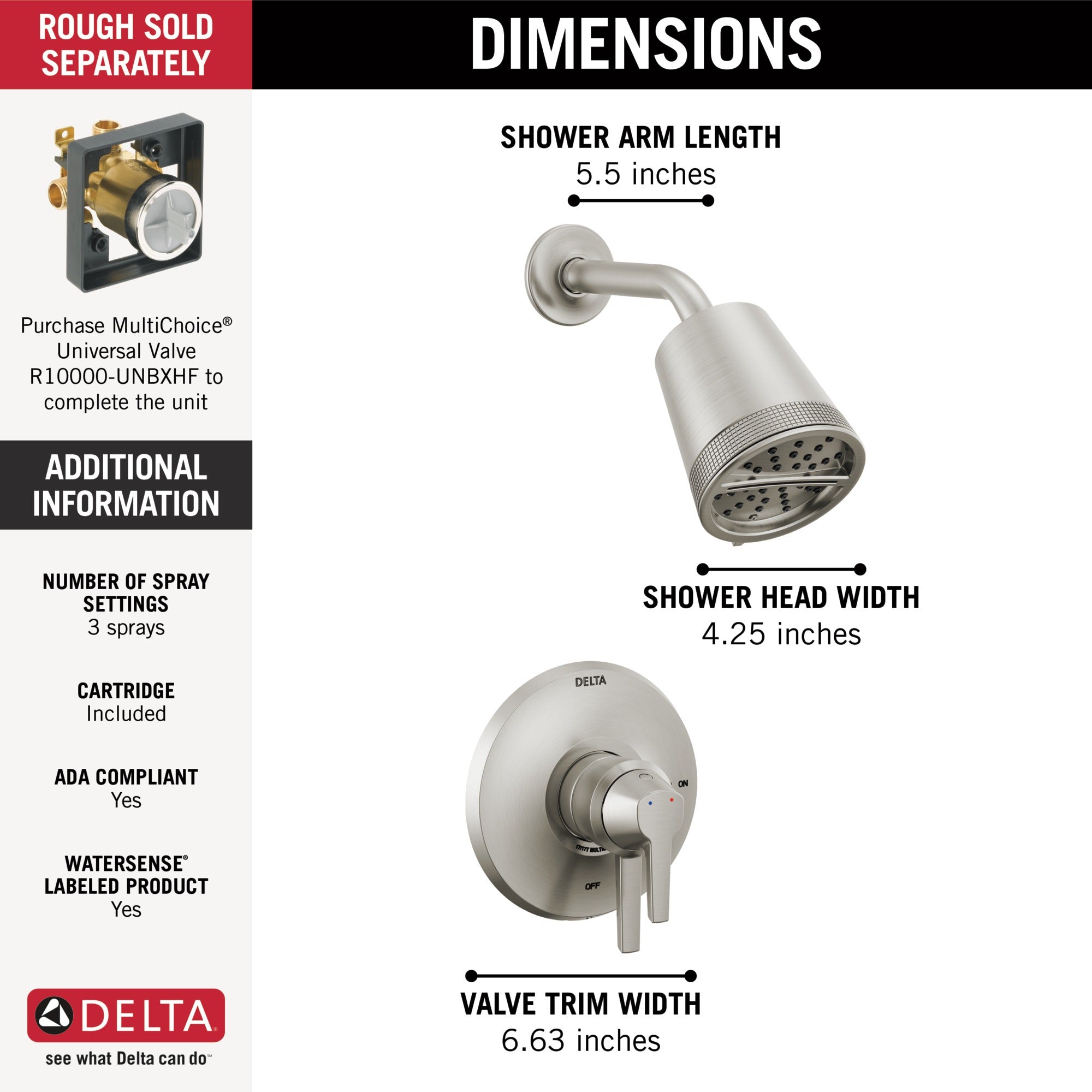 Delta Galeon™ 17 Series Shower Trim with Cylinder SH