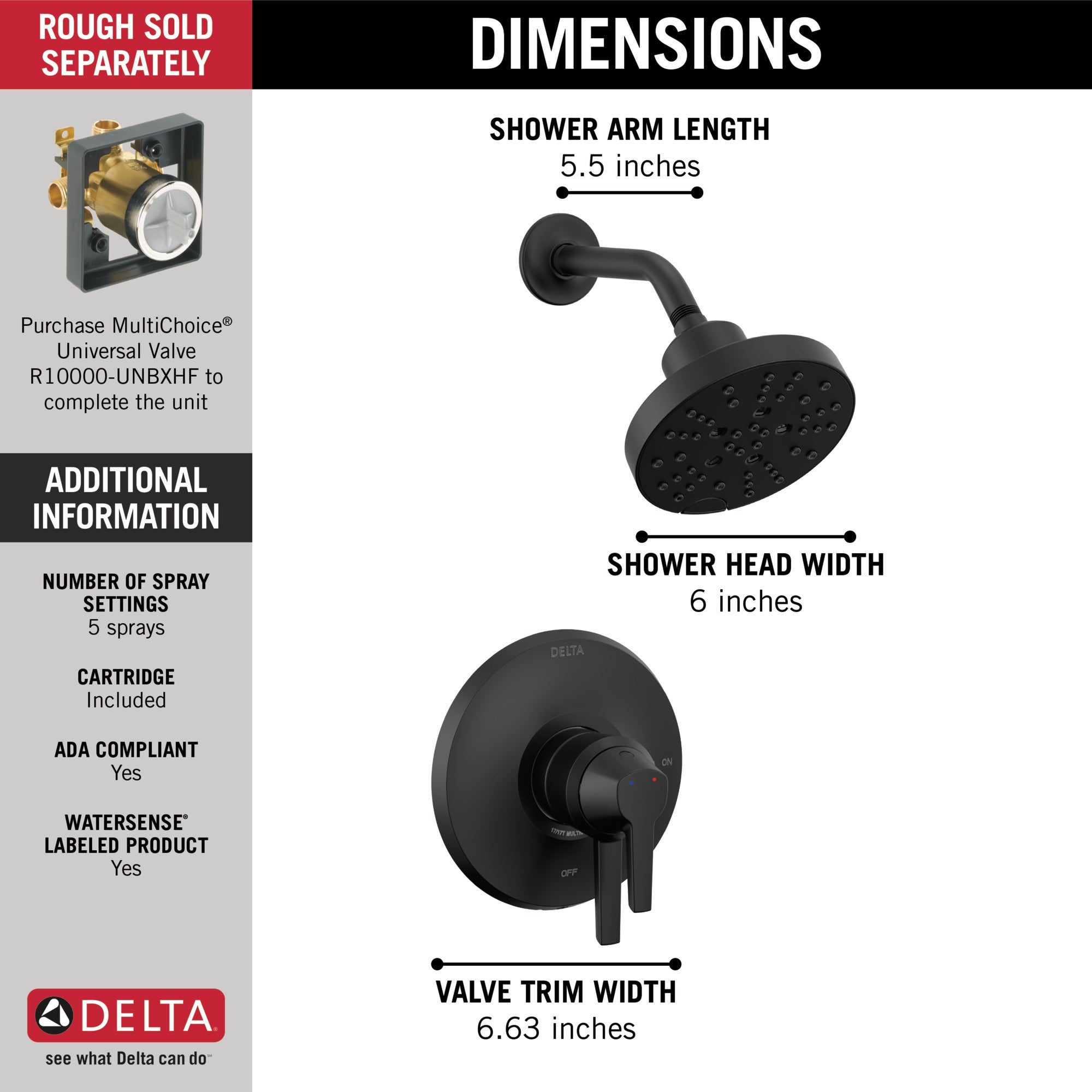 Delta Galeon™ 17 Series Shower Trim with H2OKinetic