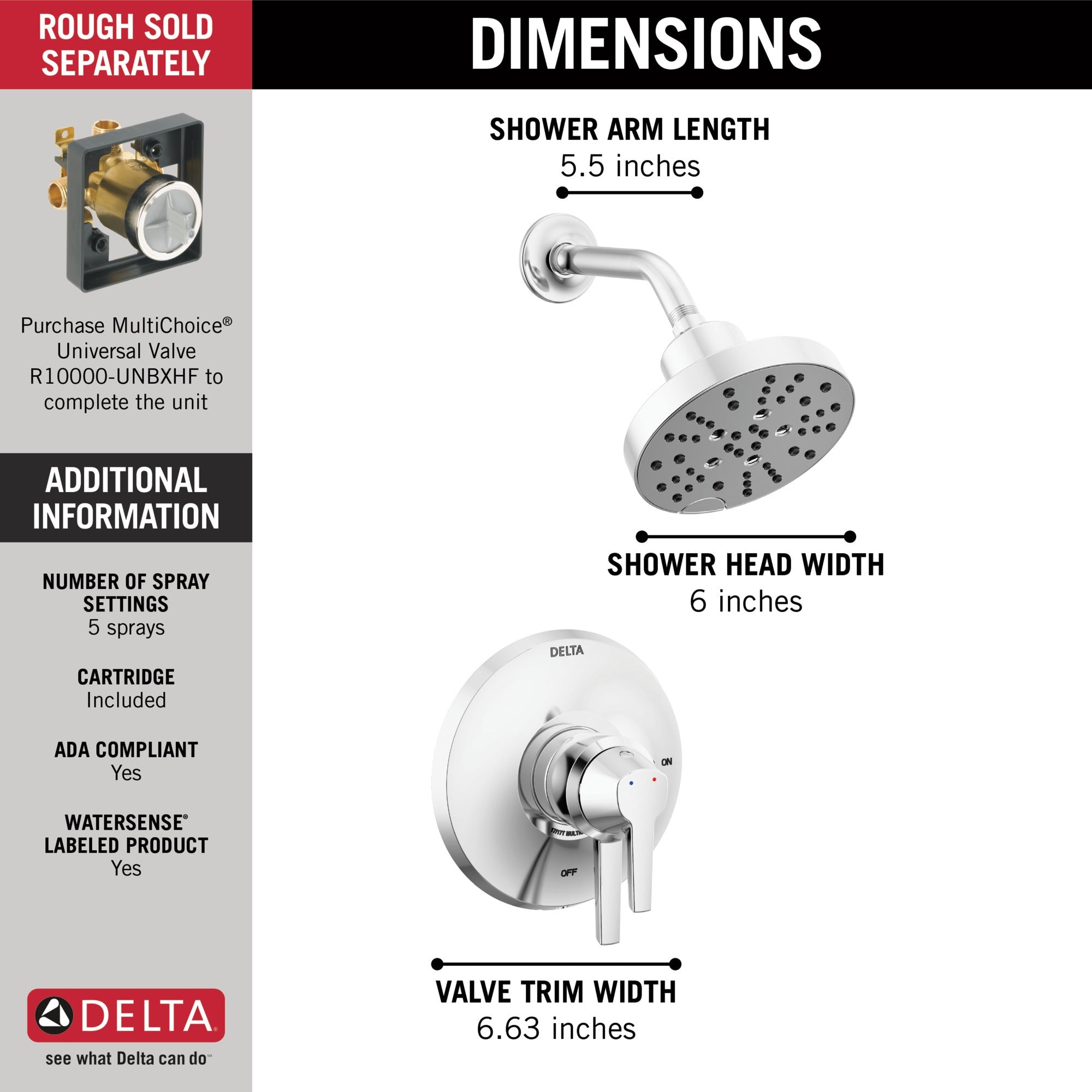 Delta Galeon™ 17 Series Shower Trim with H2OKinetic