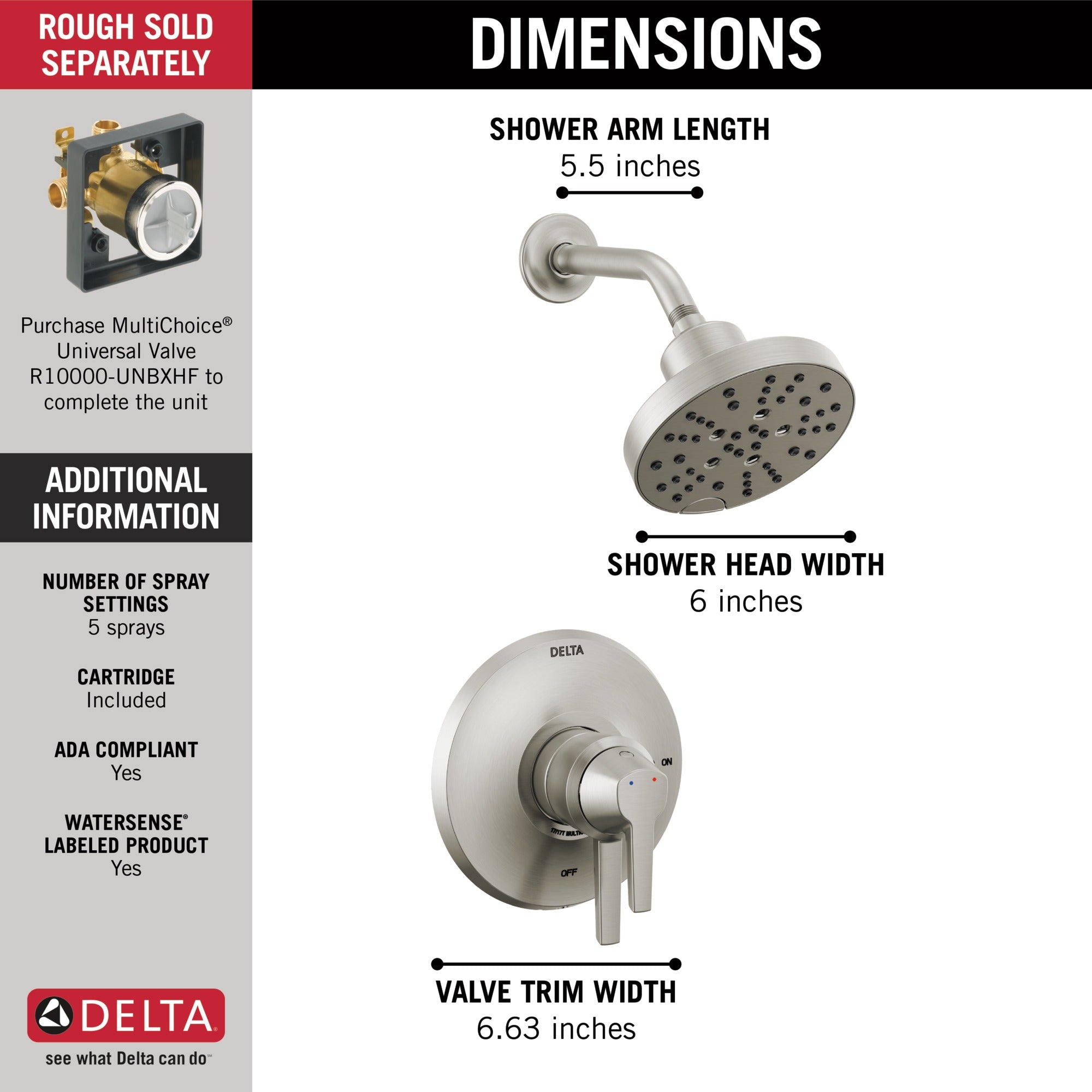 Delta Galeon™ 17 Series Shower Trim with H2OKinetic