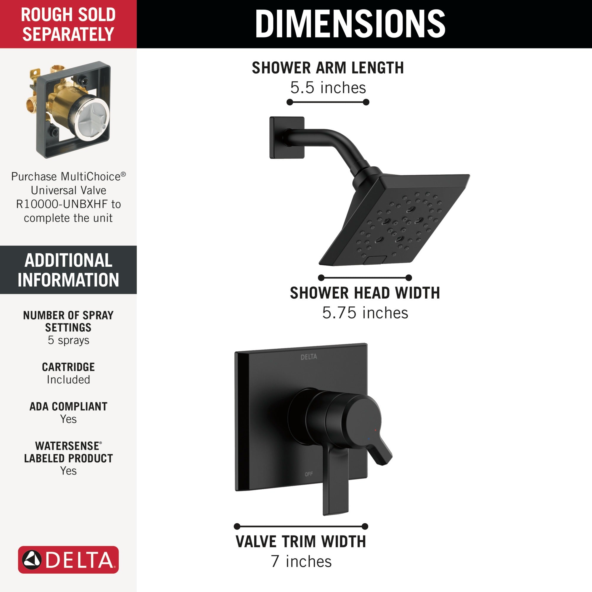 Delta Pivotal® Monitor® 17 Series H2OKinetic® Shower Trim