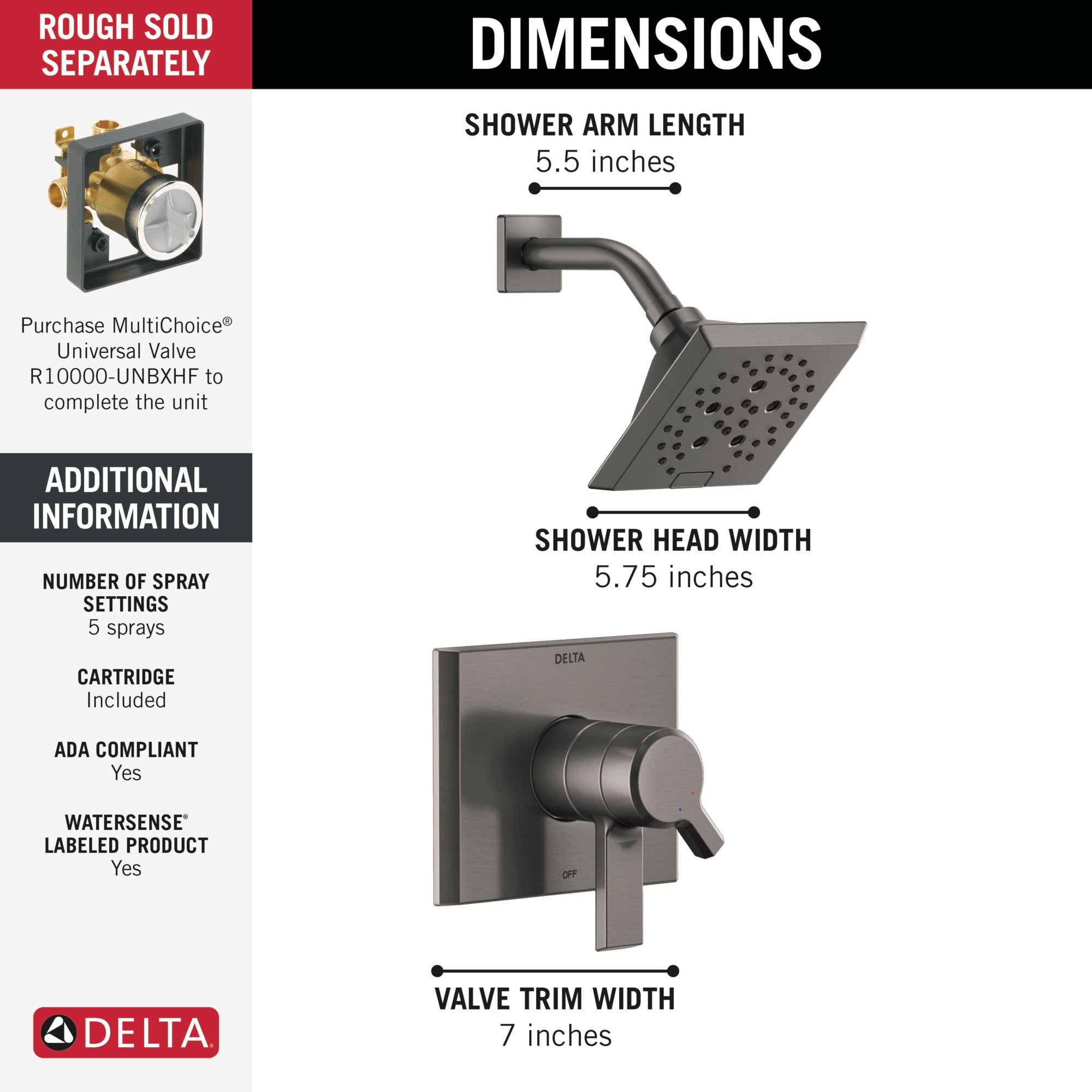 Delta Pivotal® Monitor® 17 Series H2OKinetic® Shower Trim