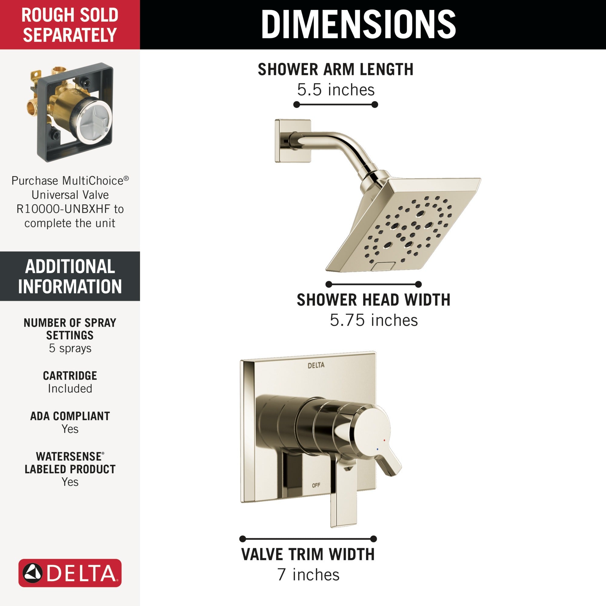 Delta Pivotal® Monitor® 17 Series H2OKinetic® Shower Trim