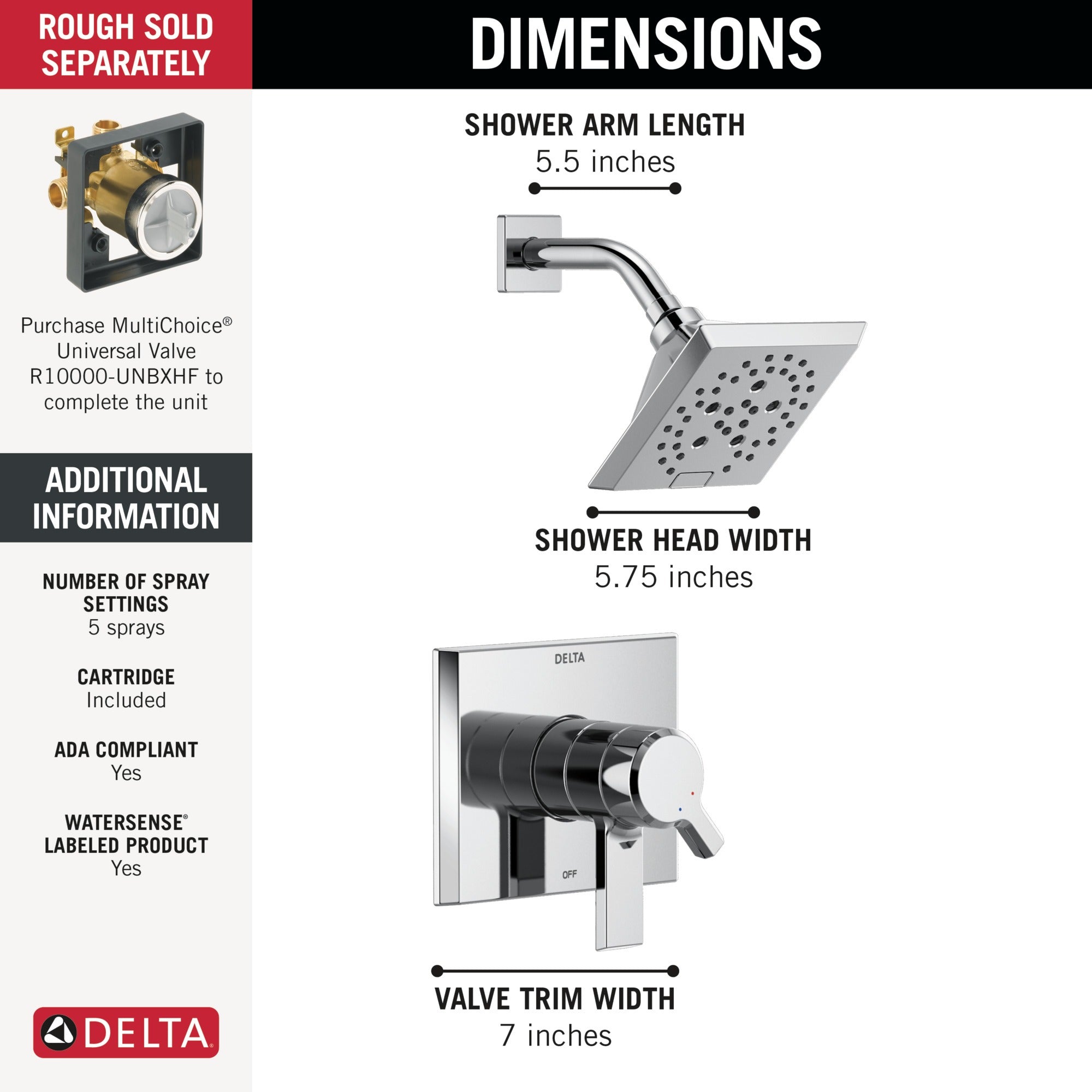 Delta Pivotal® Monitor® 17 Series H2OKinetic® Shower Trim