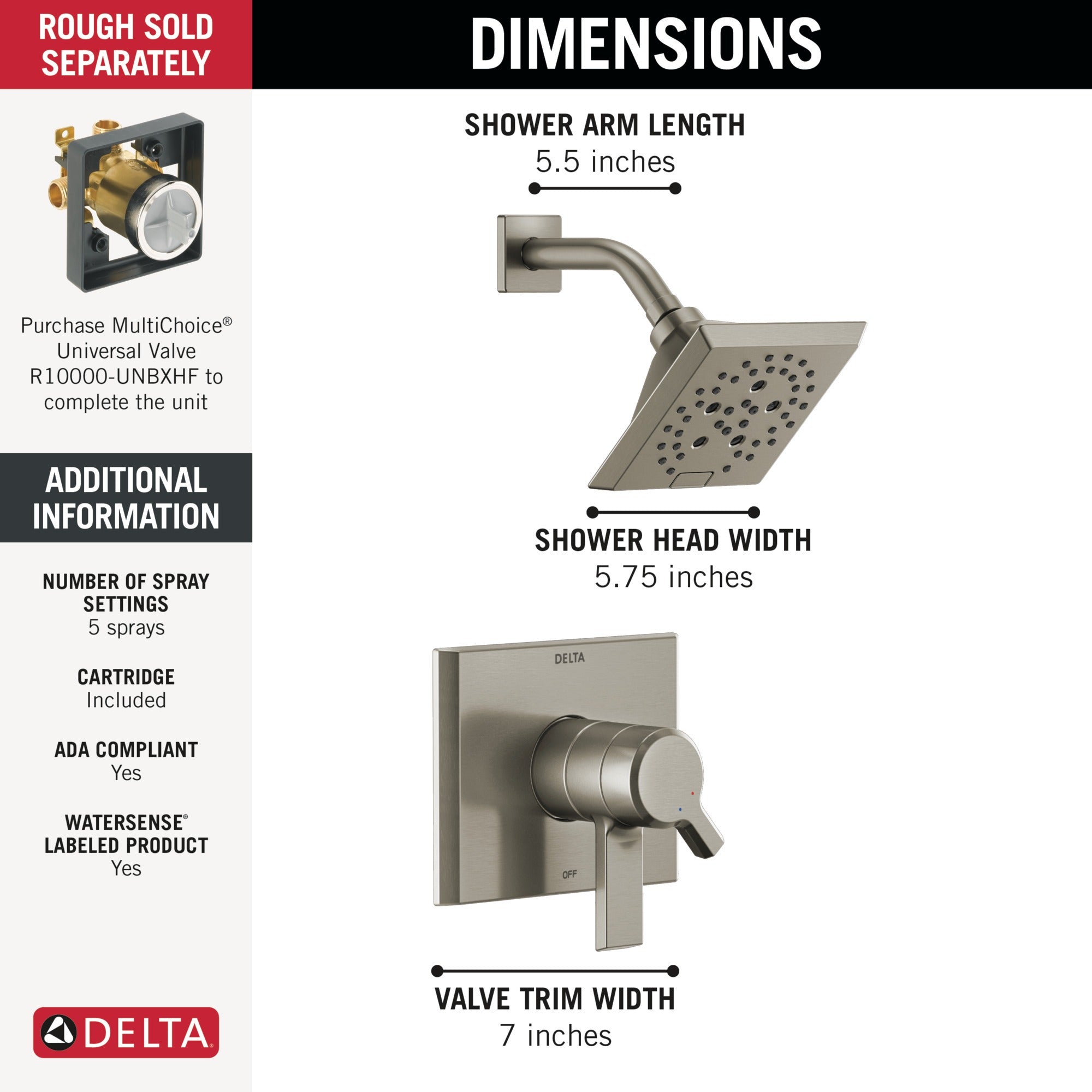 Delta Pivotal® Monitor® 17 Series H2OKinetic® Shower Trim