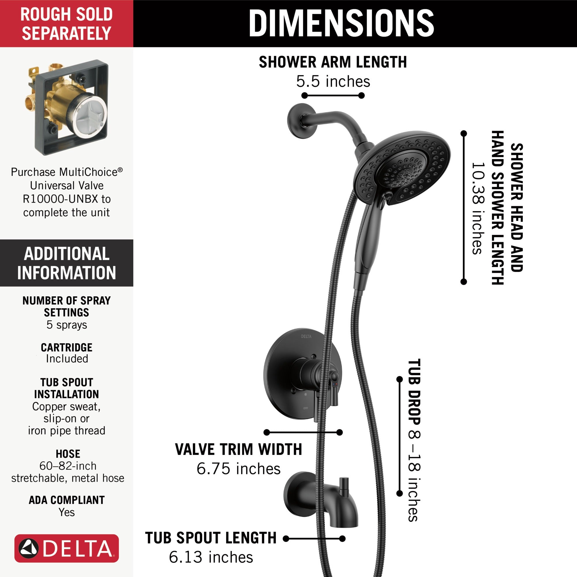 Delta Saylor® Monitor® 17 Series Tub & Shower Trim with In2ition®