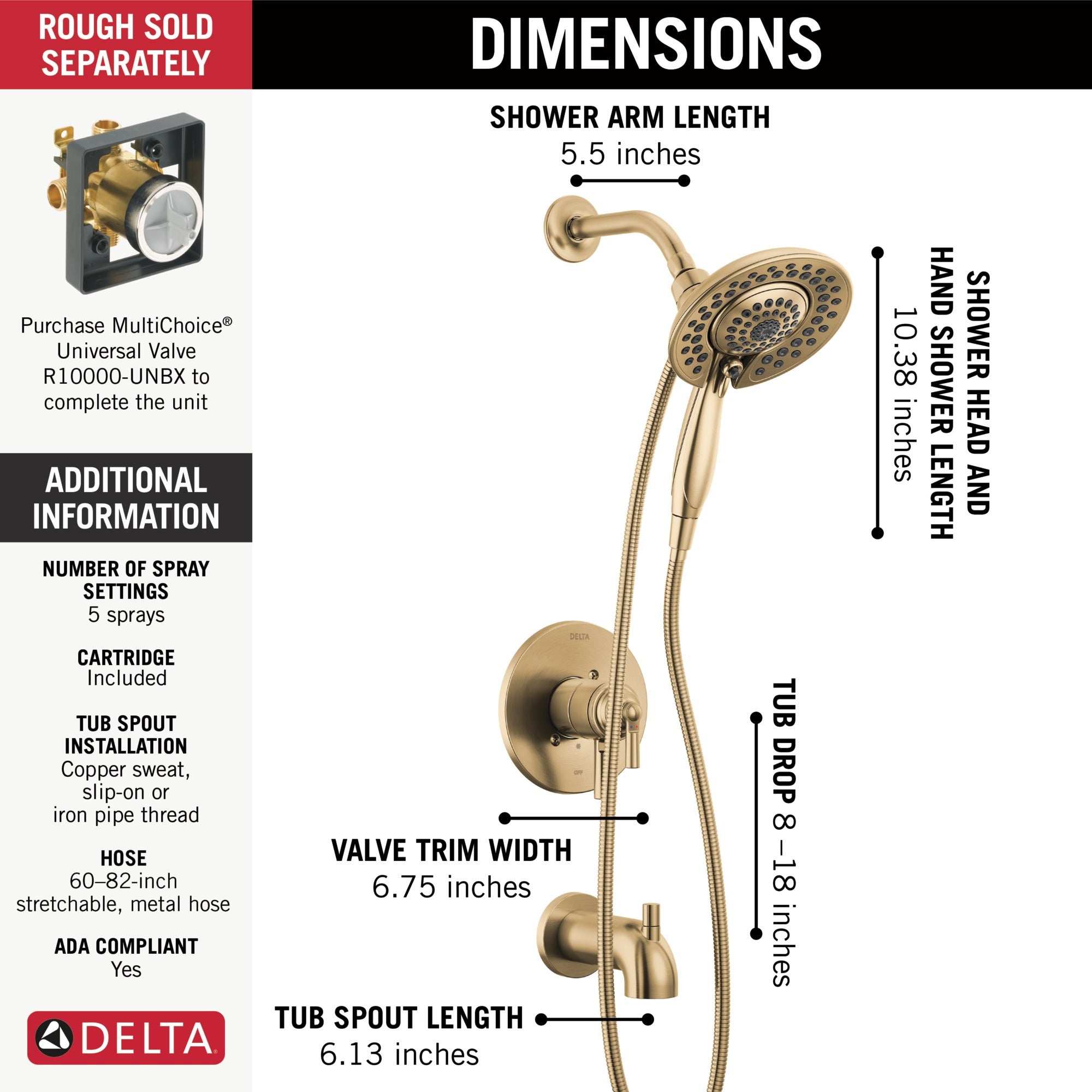 Delta Saylor® Monitor® 17 Series Tub & Shower Trim with In2ition®
