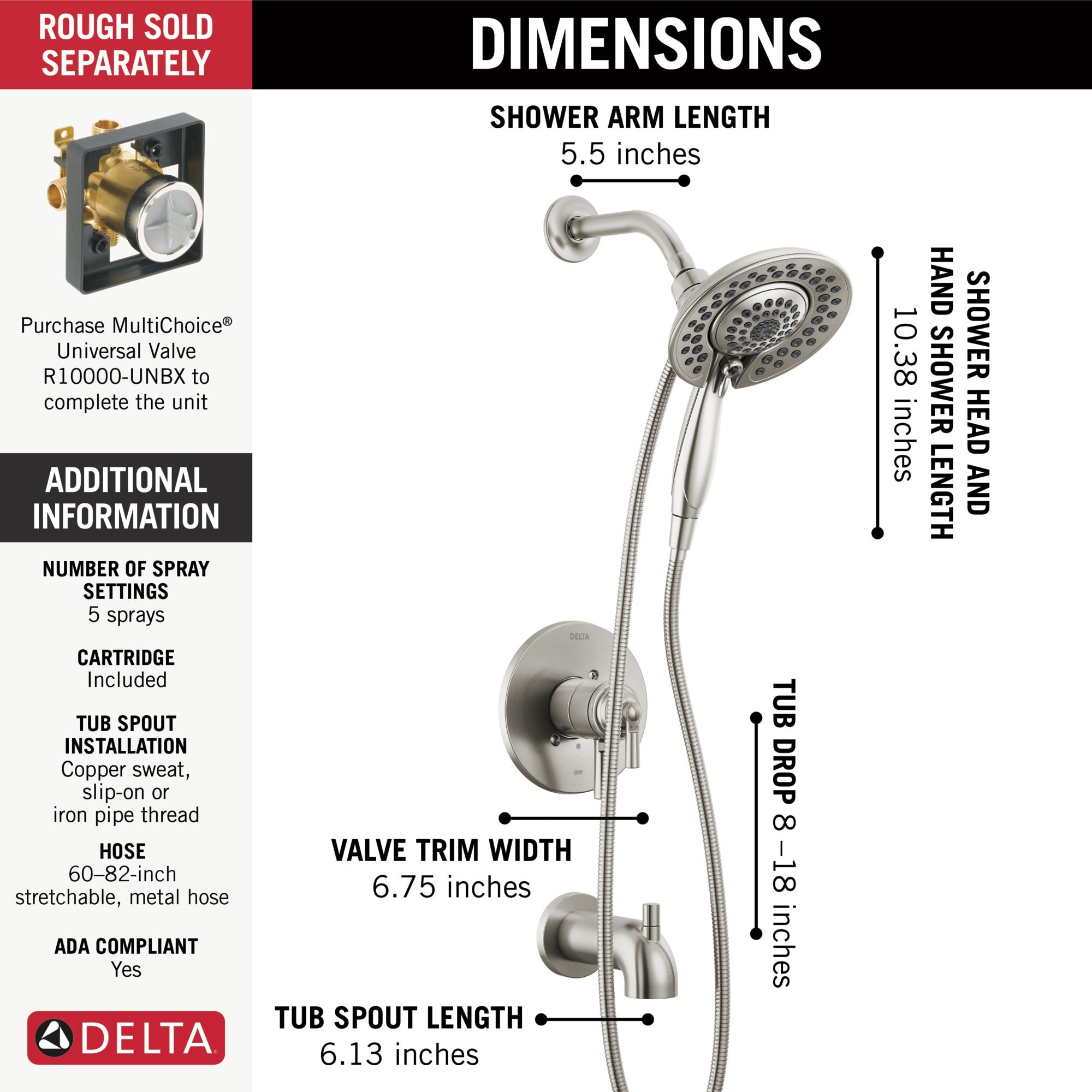 Delta Saylor® Monitor® 17 Series Tub & Shower Trim with In2ition®