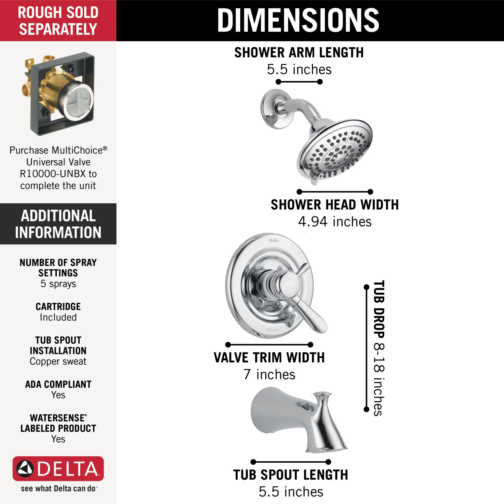 Delta Lahara® Monitor® 17 Series Tub & Shower Trim