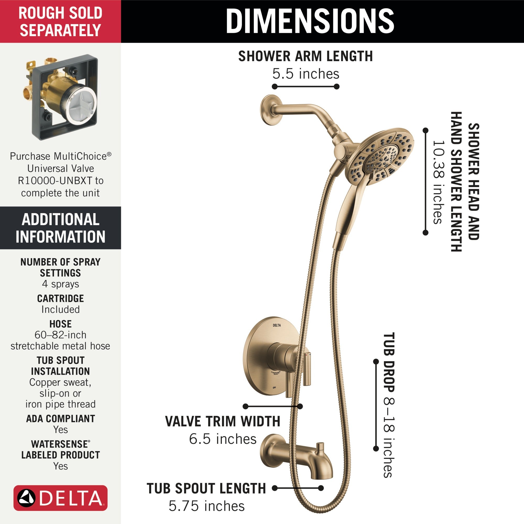 Delta Altado™ Monitor 17 Series Tub & Shower Trim with In2ition®