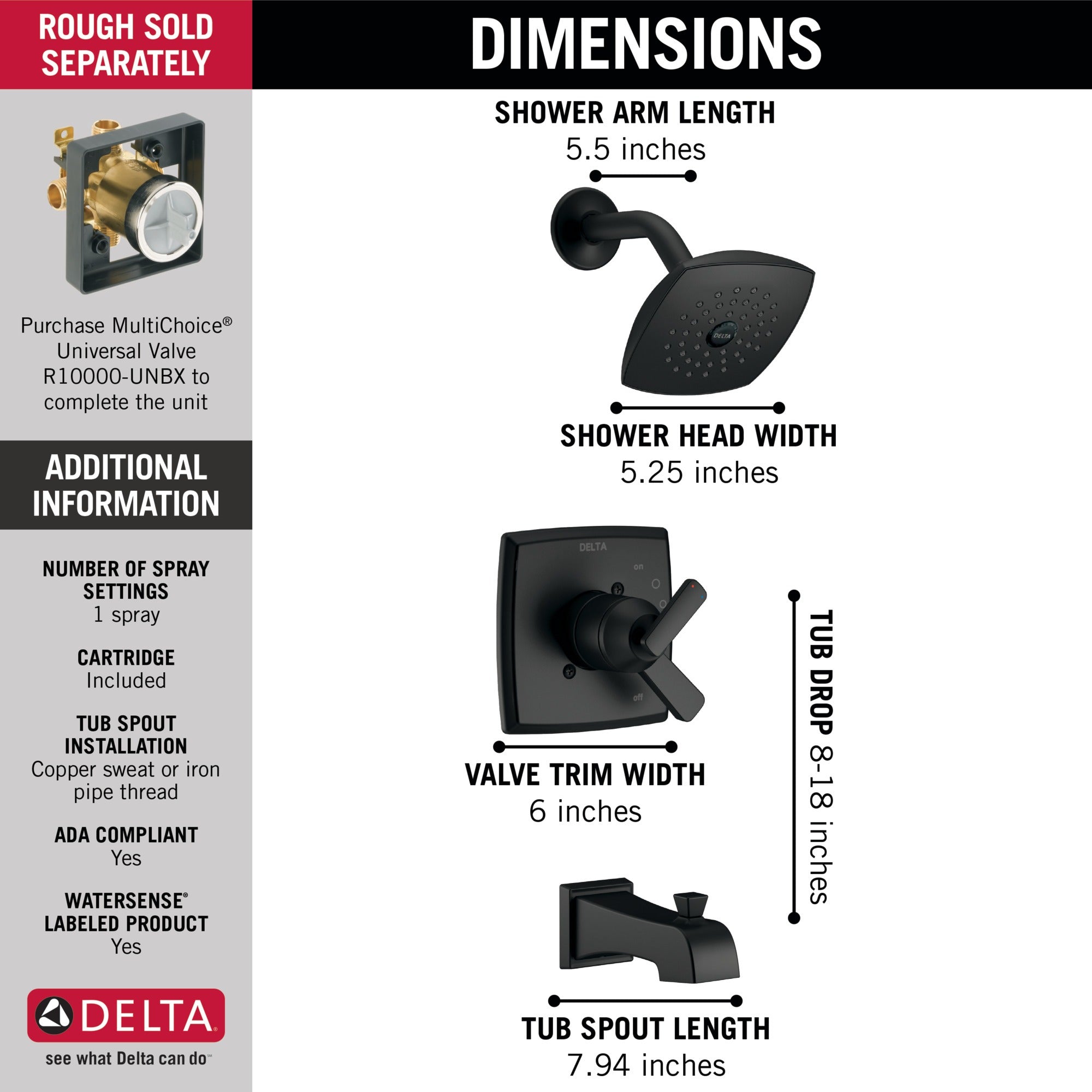 Delta Ashlyn® Monitor® 17 Series Tub and Shower Trim