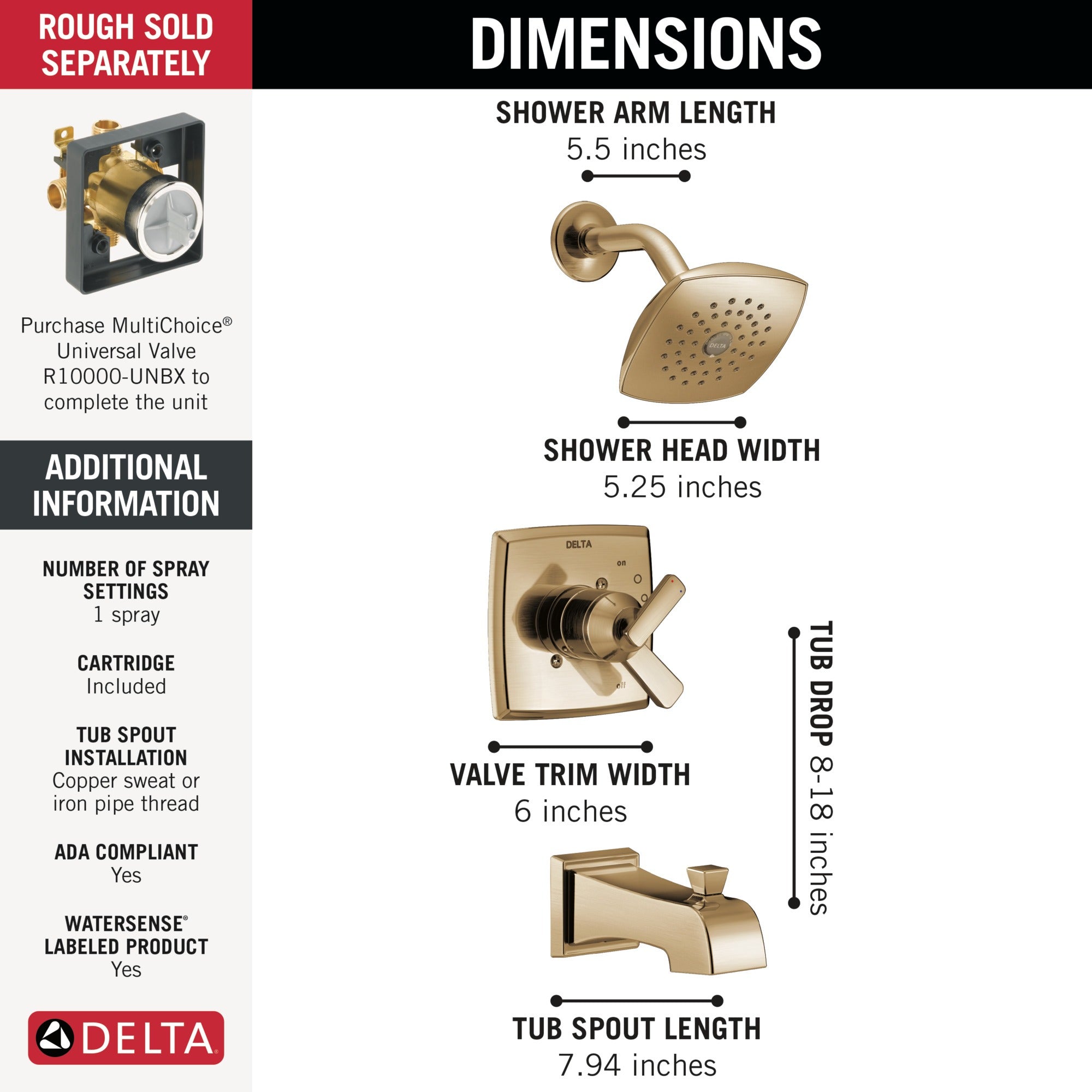 Delta Ashlyn® Monitor® 17 Series Tub and Shower Trim