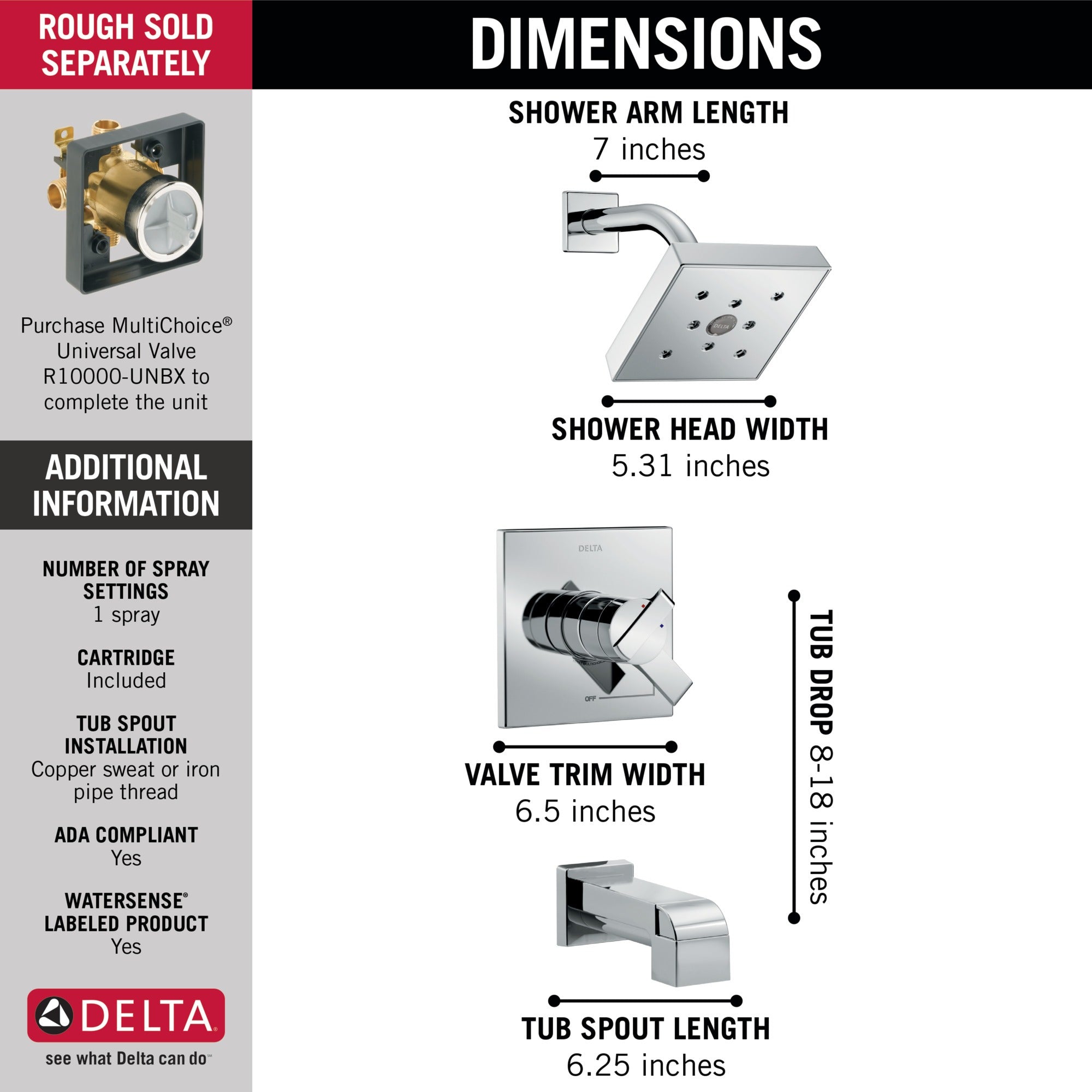 Delta Ara® Monitor® 17 Series H2OKinetic® Tub & Shower Trim