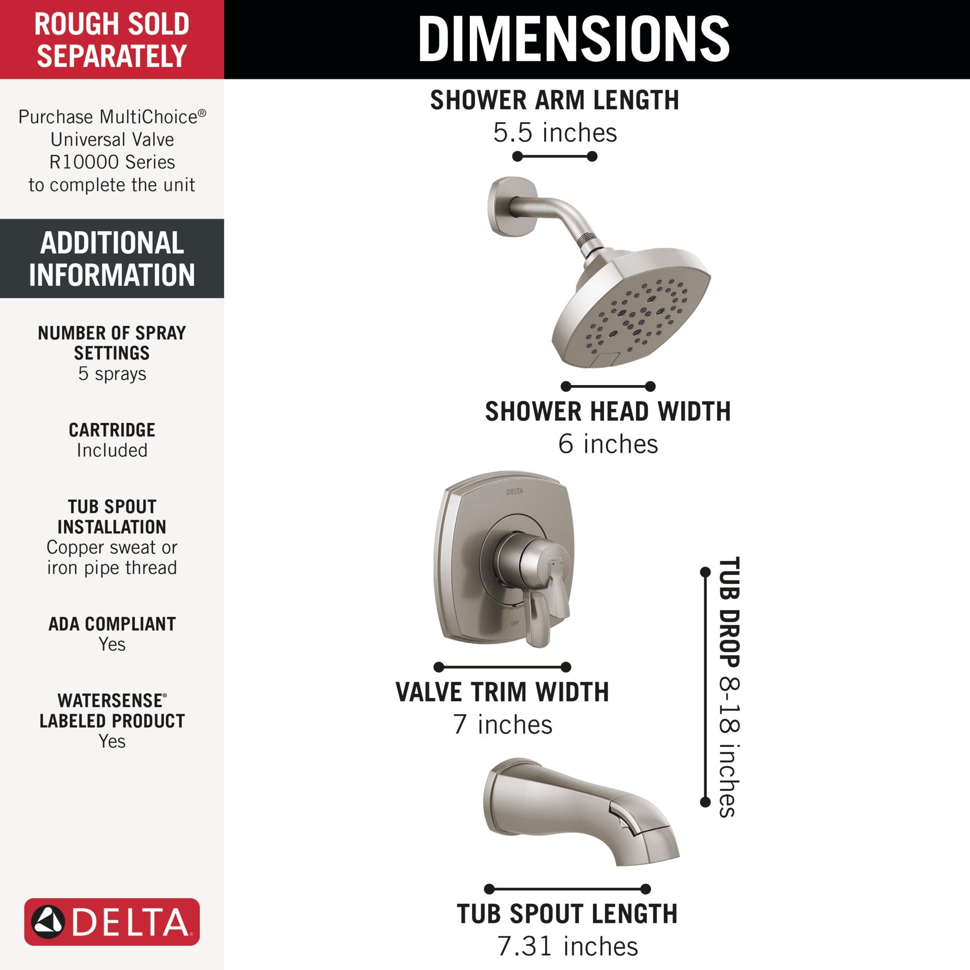 Delta Stryke® 17 Series Tub and Shower Only