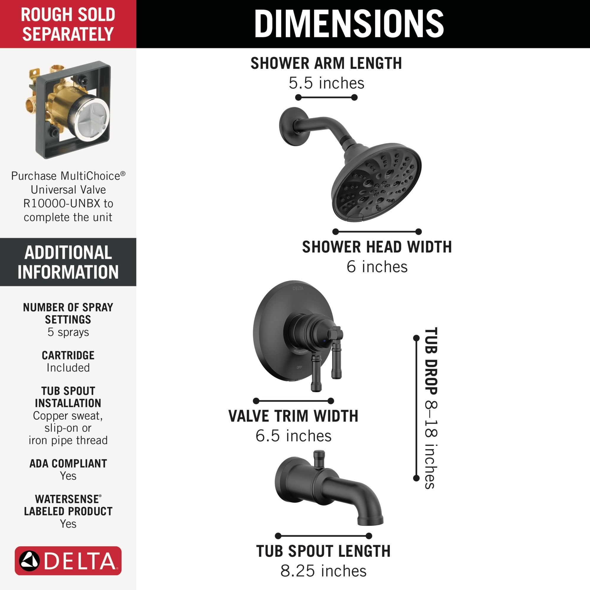 Delta Broderick® 17 Series Tub Shower Trim
