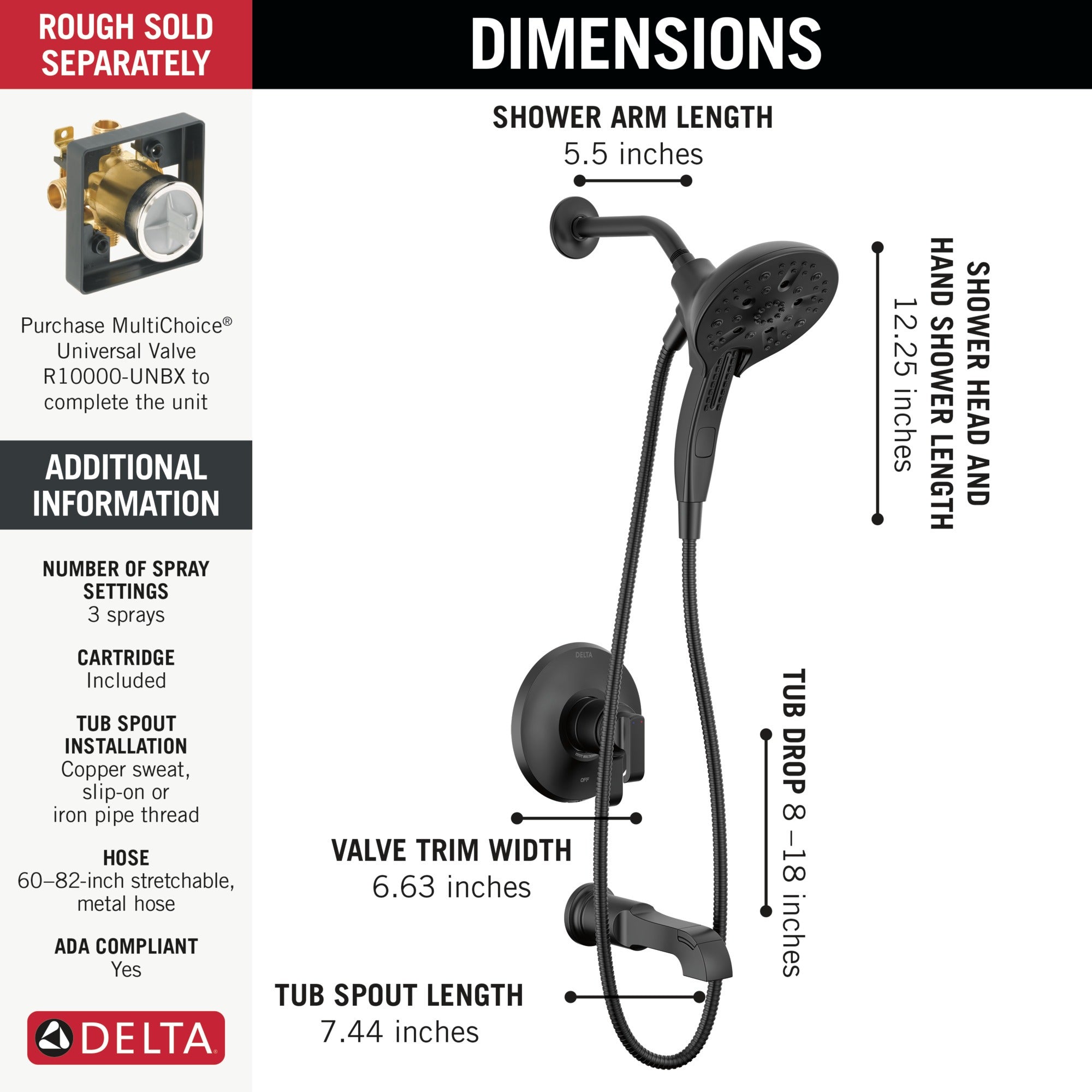 Delta Tetra™ 17 Series Tub Shower Trim