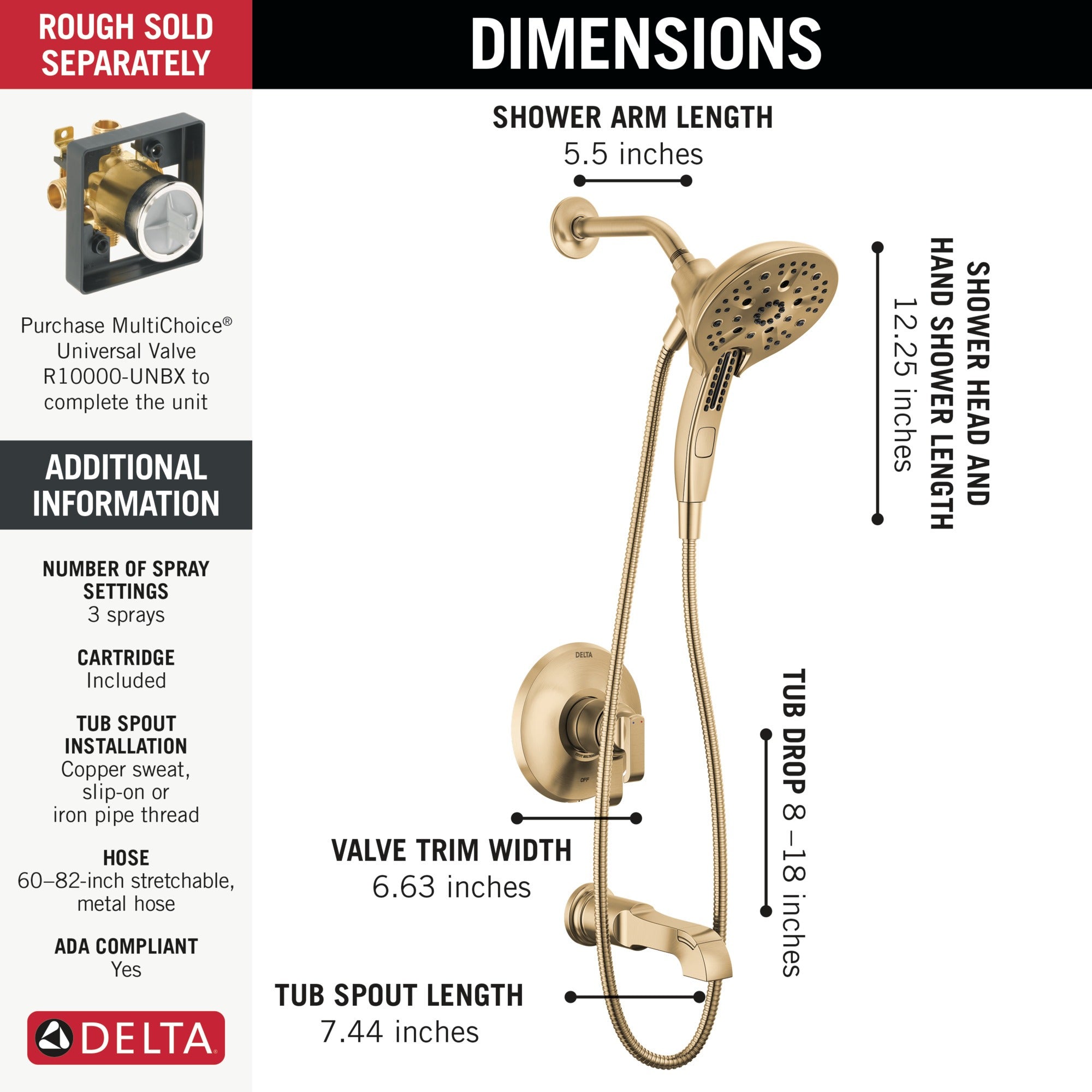 Delta Tetra™ 17 Series Tub Shower Trim