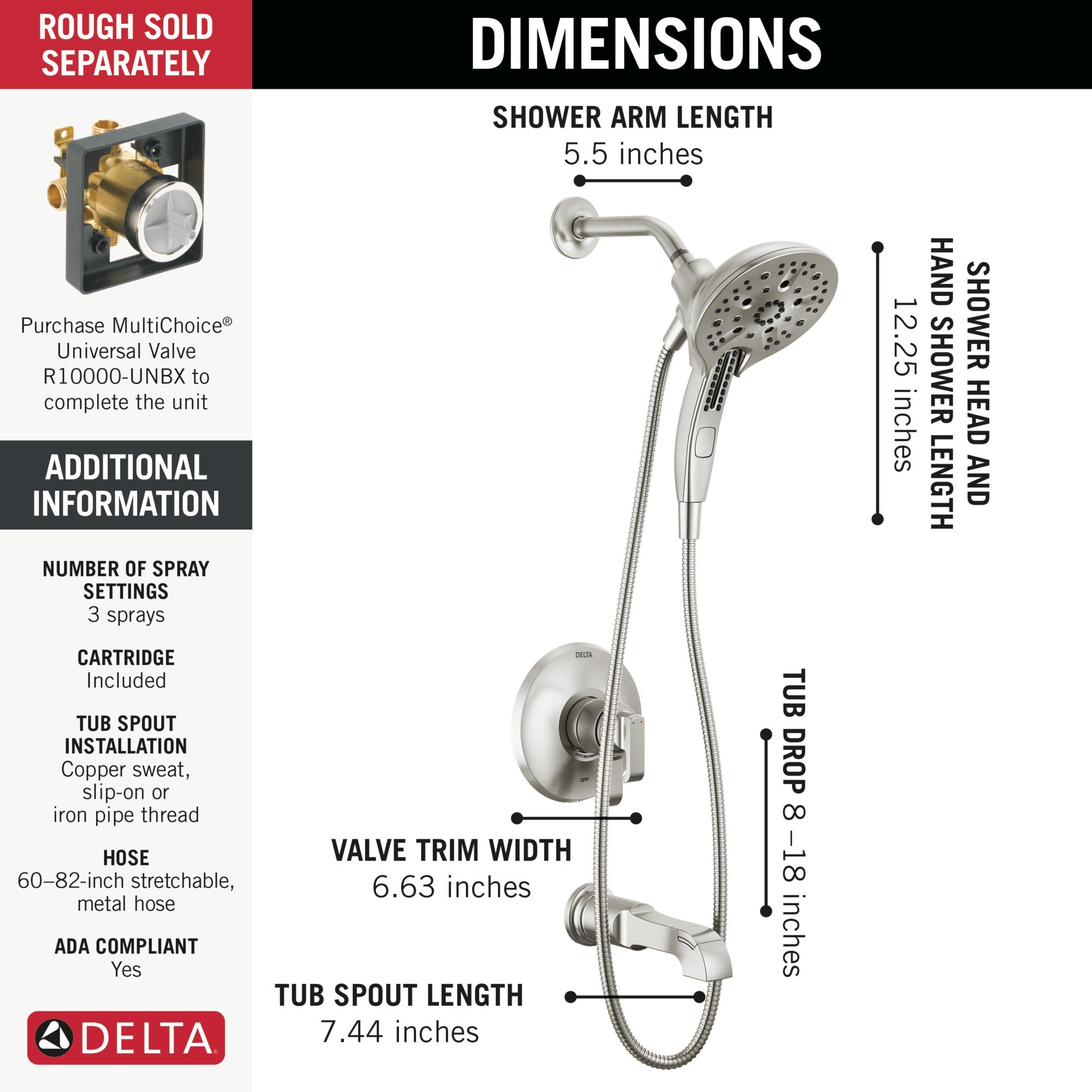 Delta Tetra™ 17 Series Tub Shower Trim