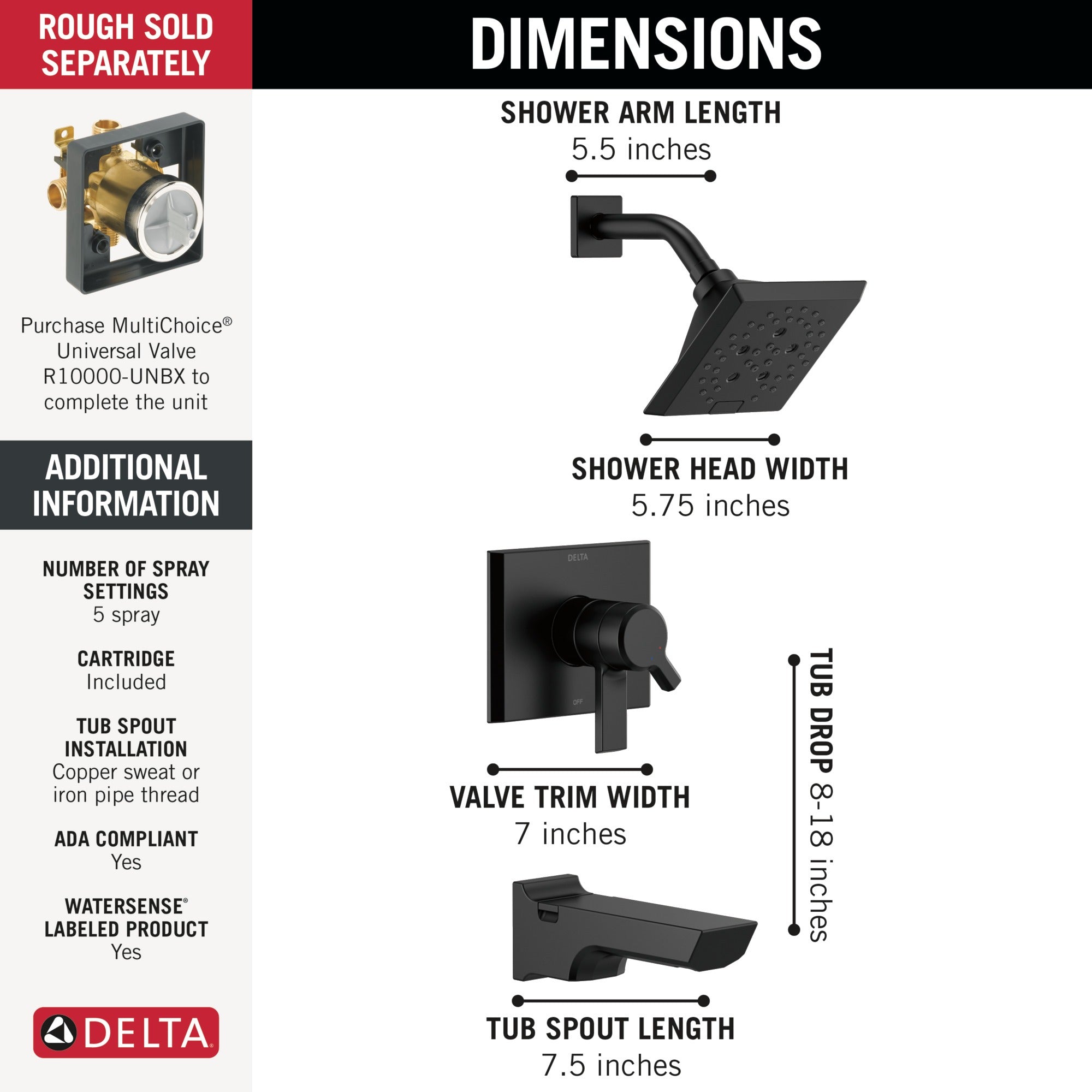Delta Pivotal® Monitor® 17 Series H2OKinetic® Tub and Shower Trim