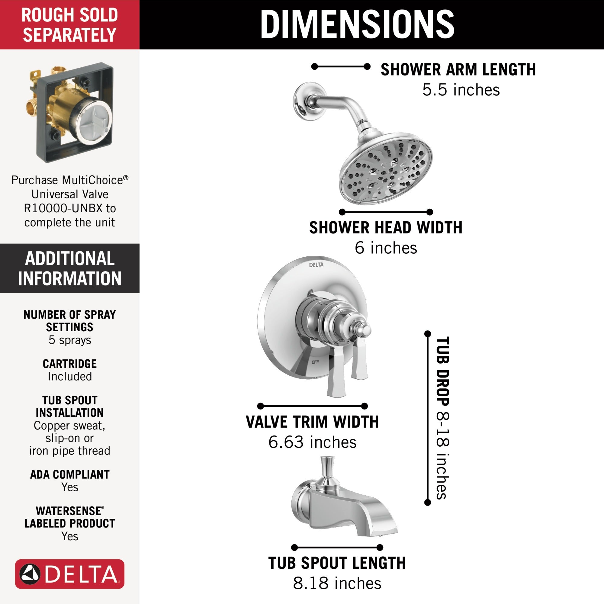 Delta Dorval™ TempAssure 17T Series Tub & Shower Trim