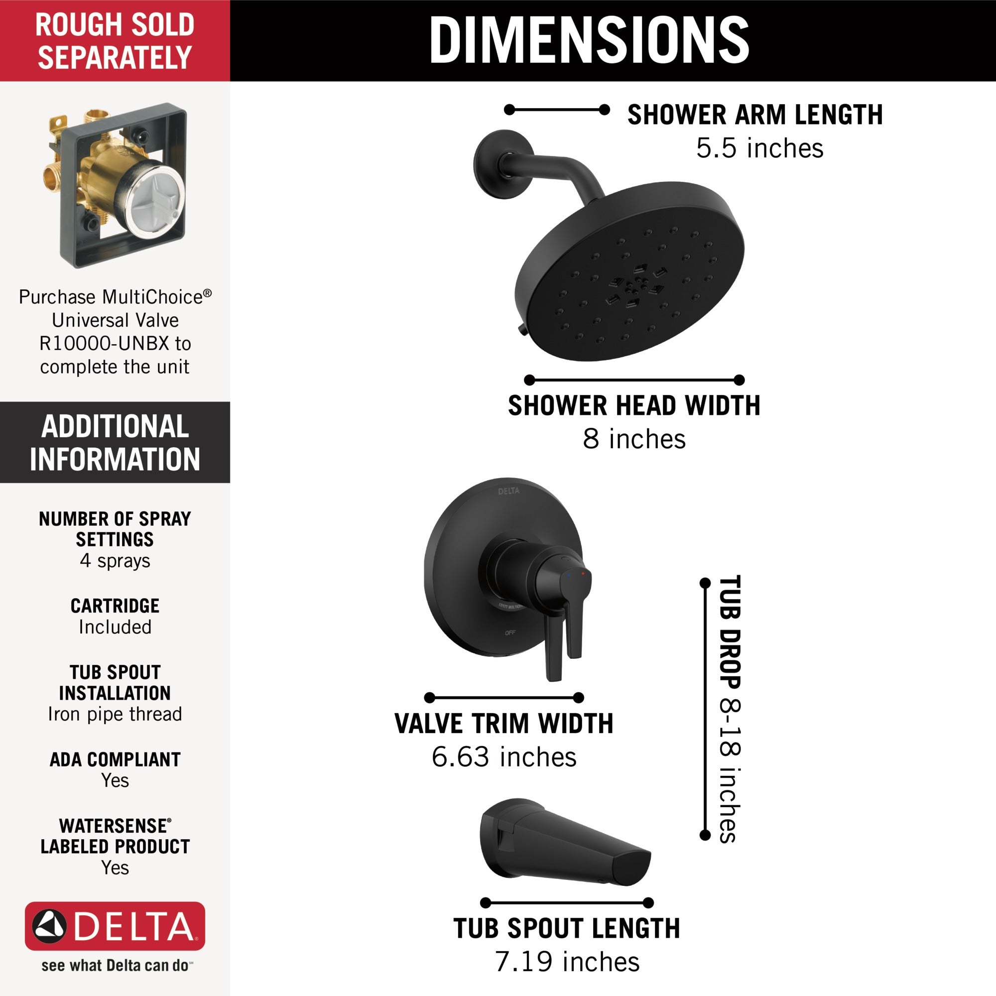 Delta Galeon™ 17T S Tub Shower Trim with UltraSoak