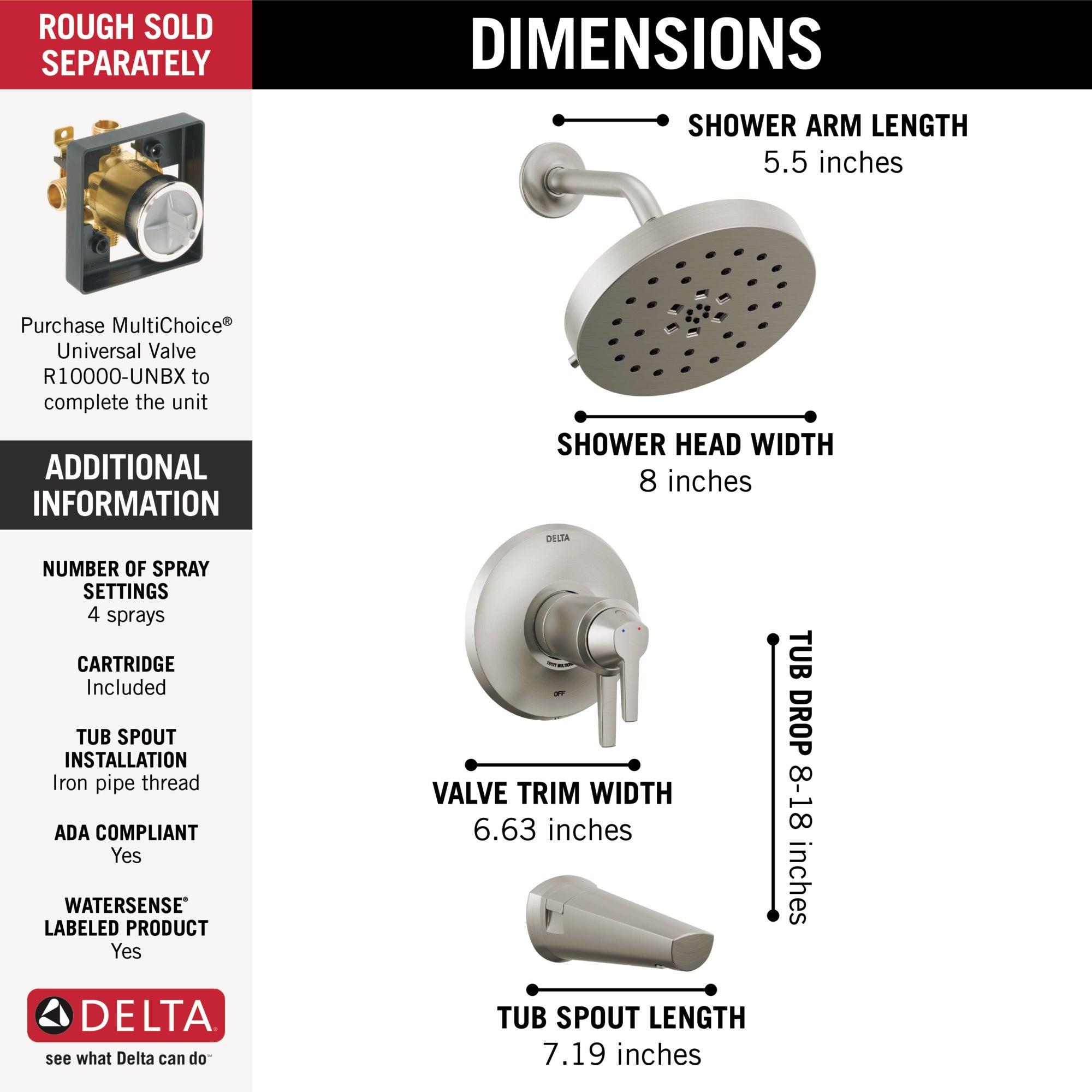 Delta Galeon™ 17T S Tub Shower Trim with UltraSoak