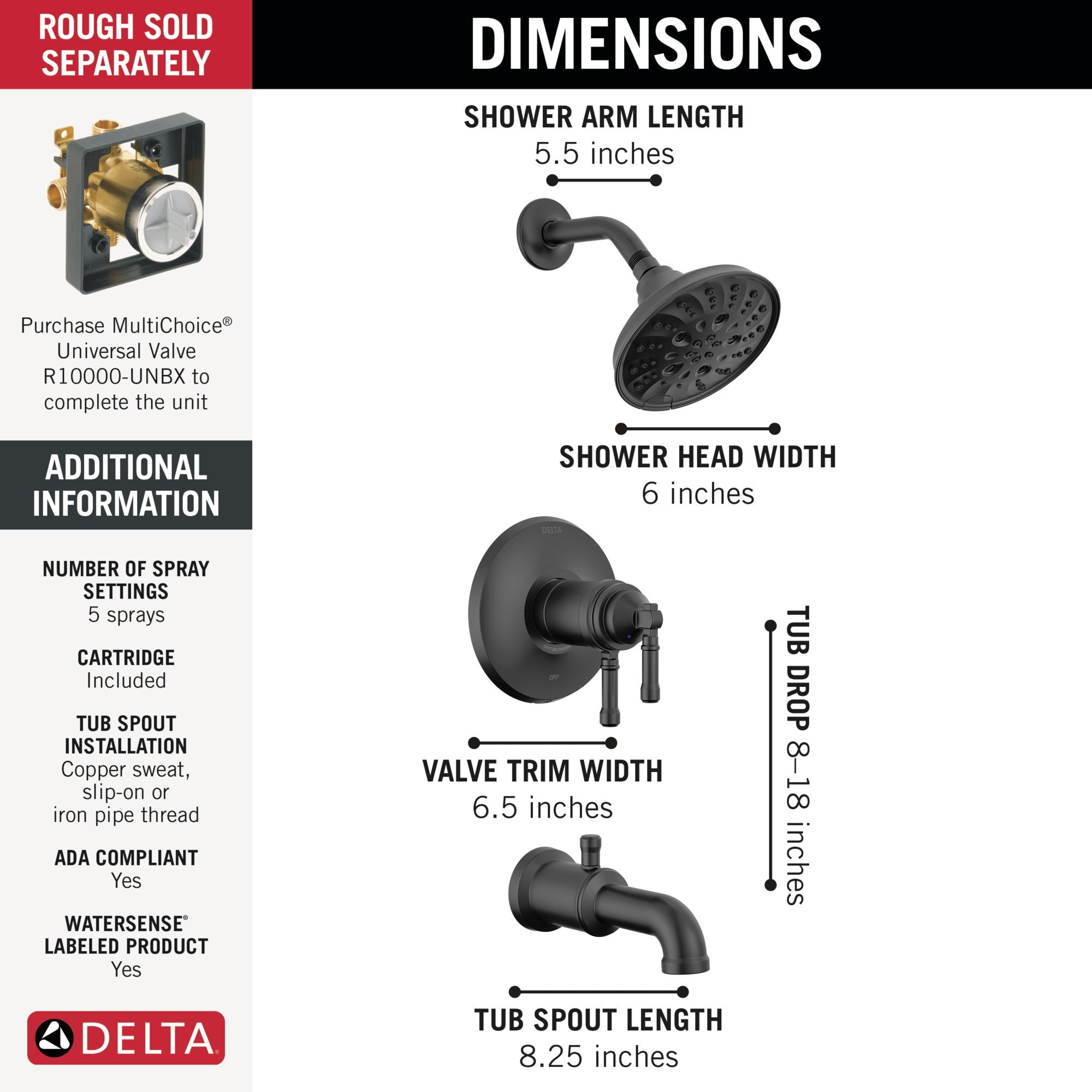 Delta Broderick® 17T Series Tub Shower Trim