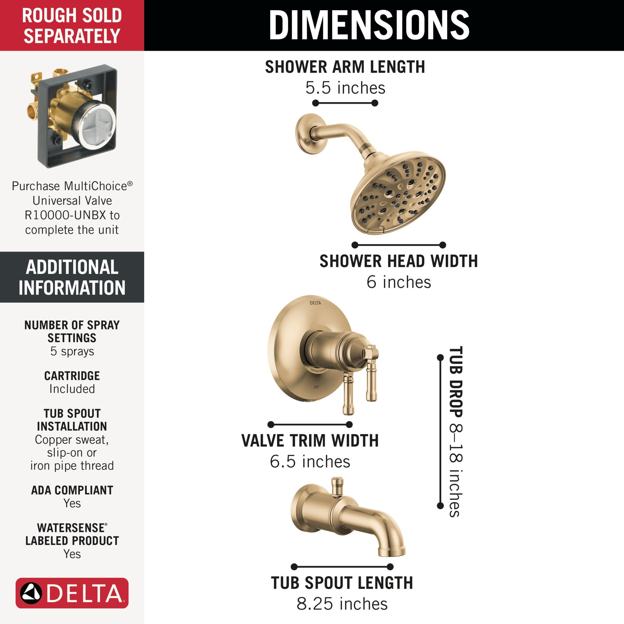 Delta Broderick® 17T Series Tub Shower Trim
