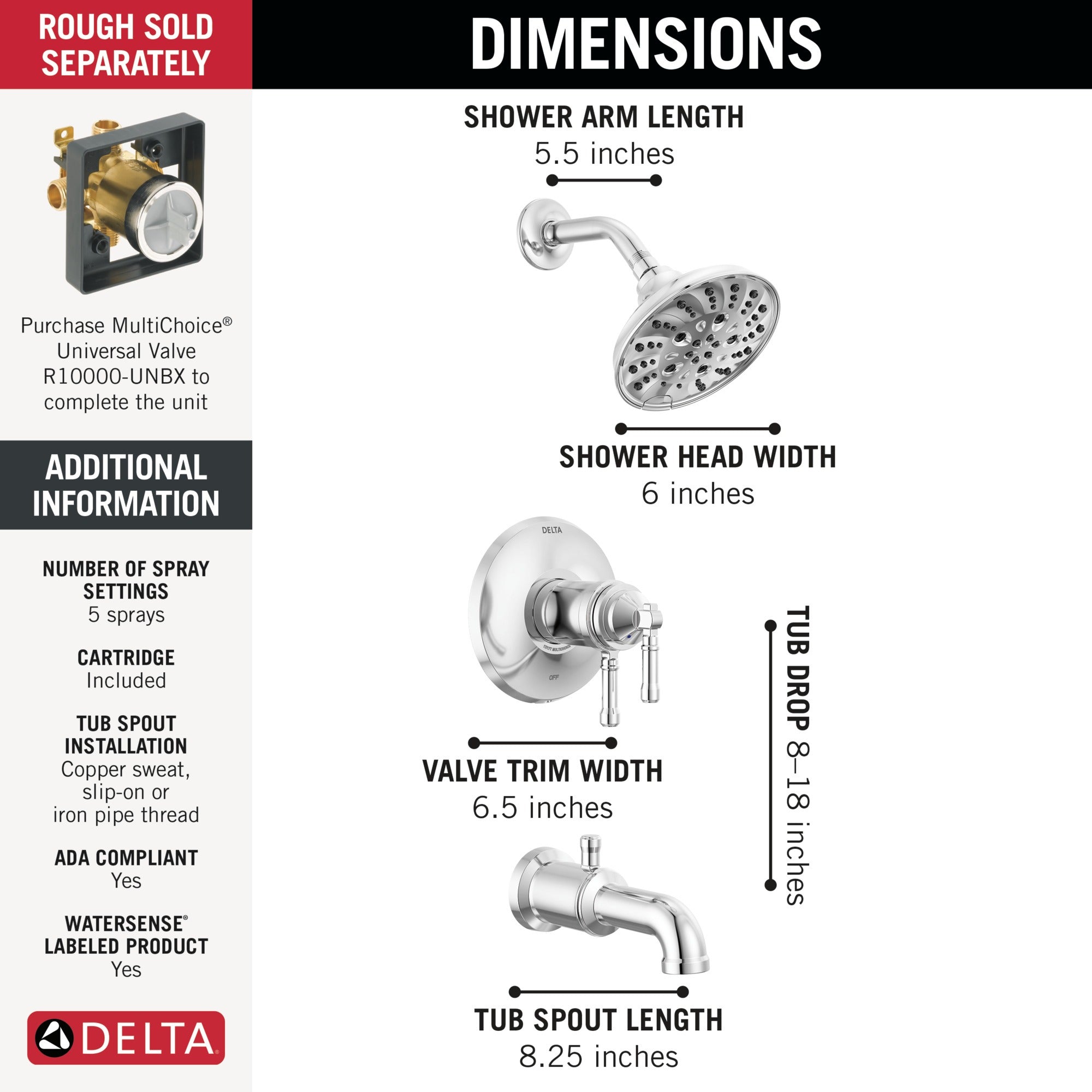 Delta Broderick® 17T Series Tub Shower Trim