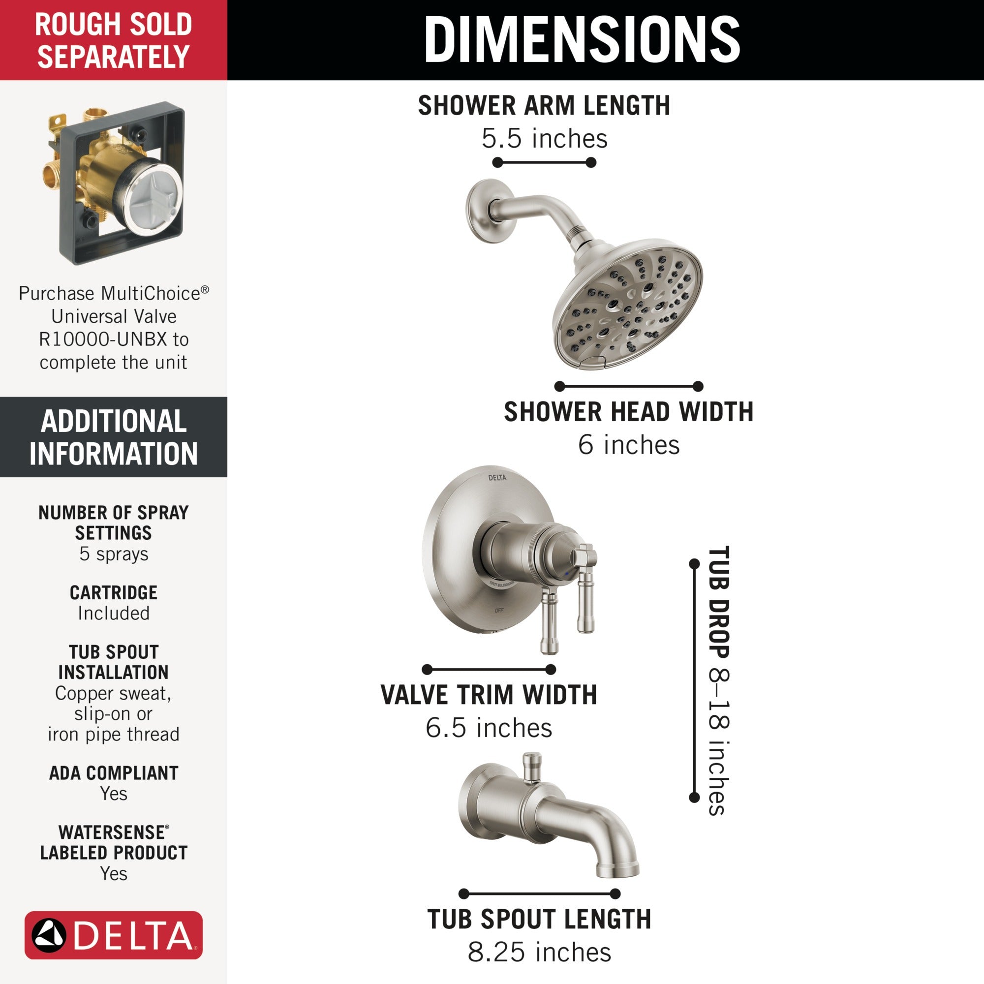 Delta Broderick® 17T Series Tub Shower Trim