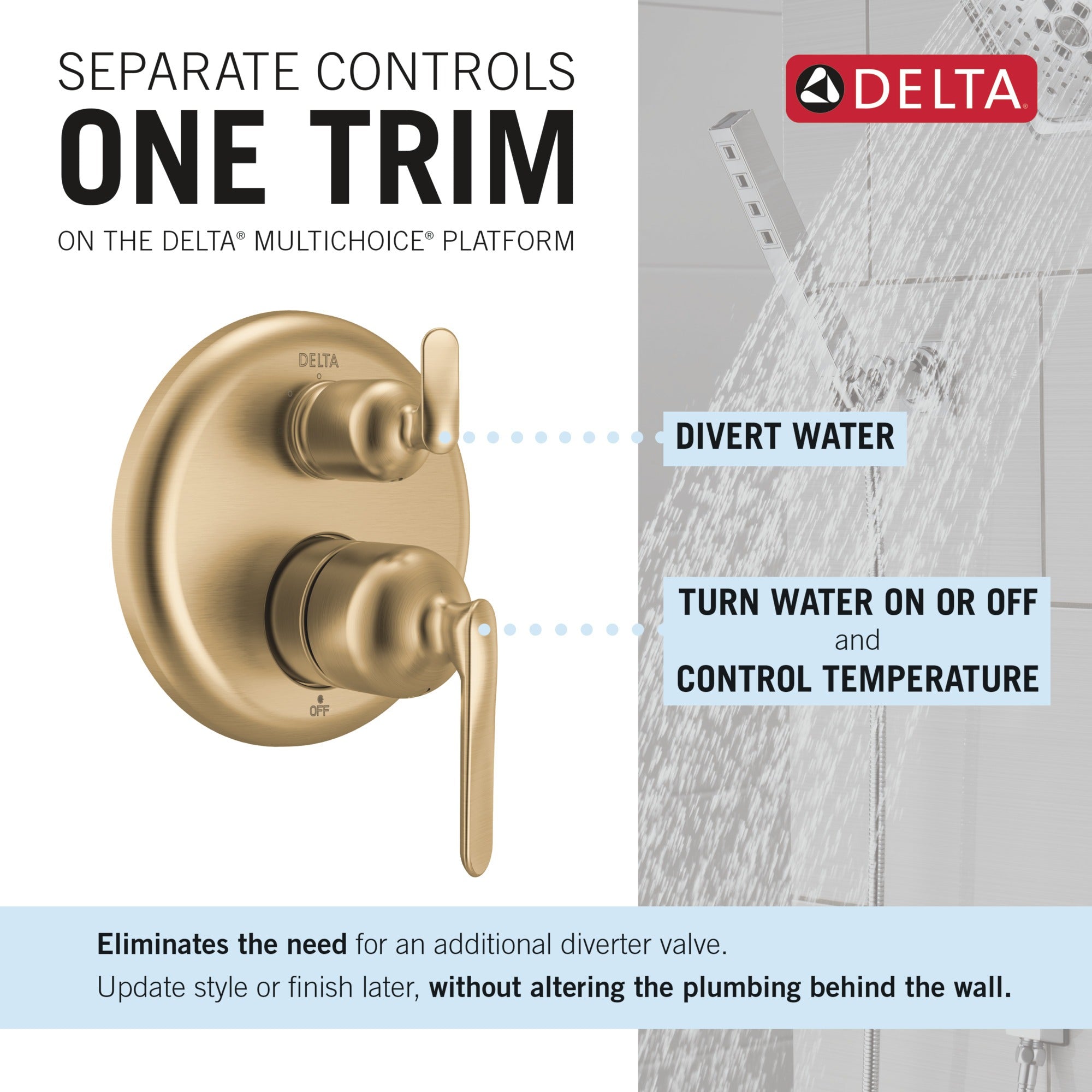 Delta Bonacci™ 14 Series 3-Setting Integrated Diverter Trim