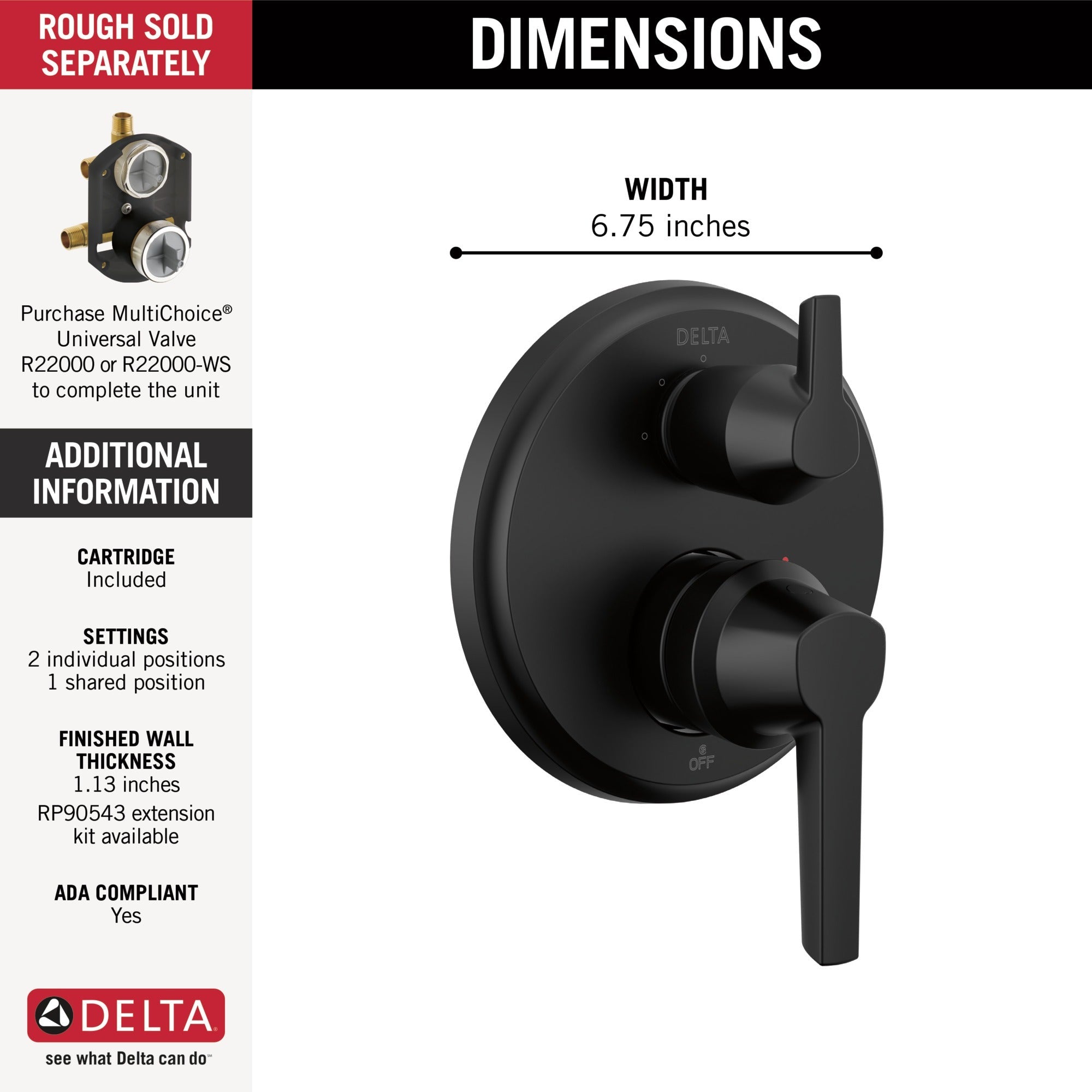 Delta Galeon™ 14S Integrated Diverter Trim - 3 Setting