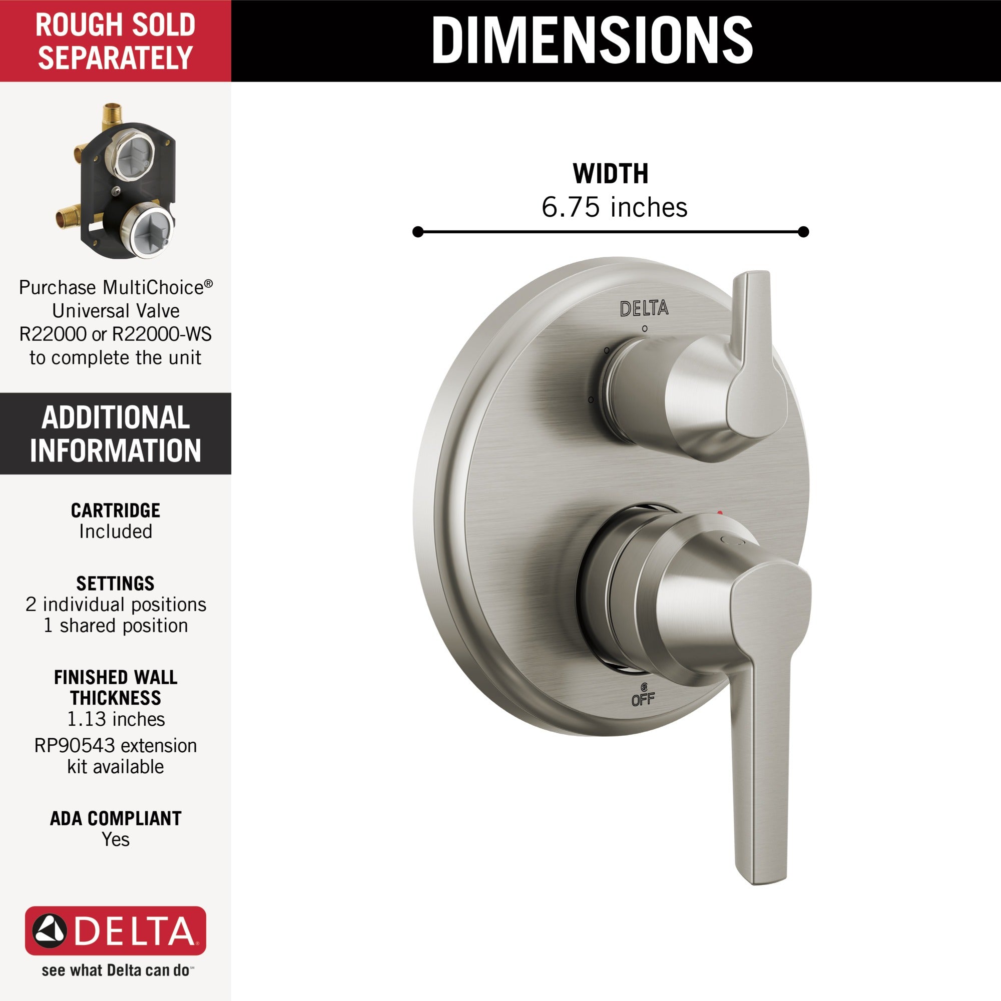 Delta Galeon™ 14S Integrated Diverter Trim - 3 Setting