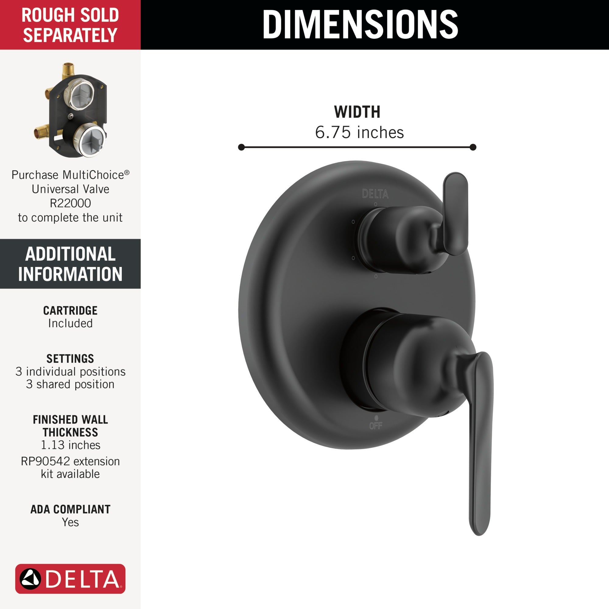 Delta Bonacci™ 14 Series 6-Setting Integrated Diverter Trim
