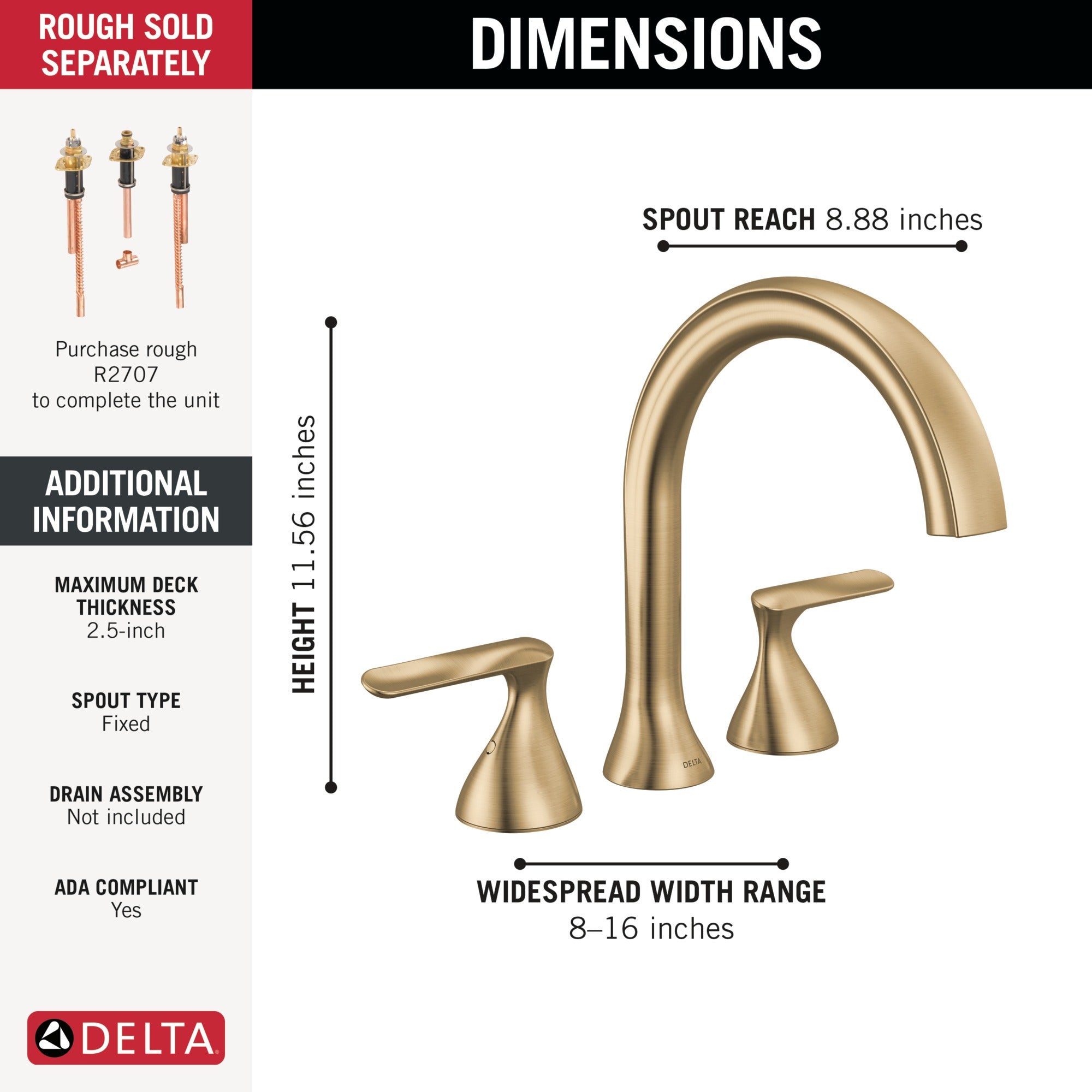Delta Bonacci™ Three Hole Roman Tub Trim