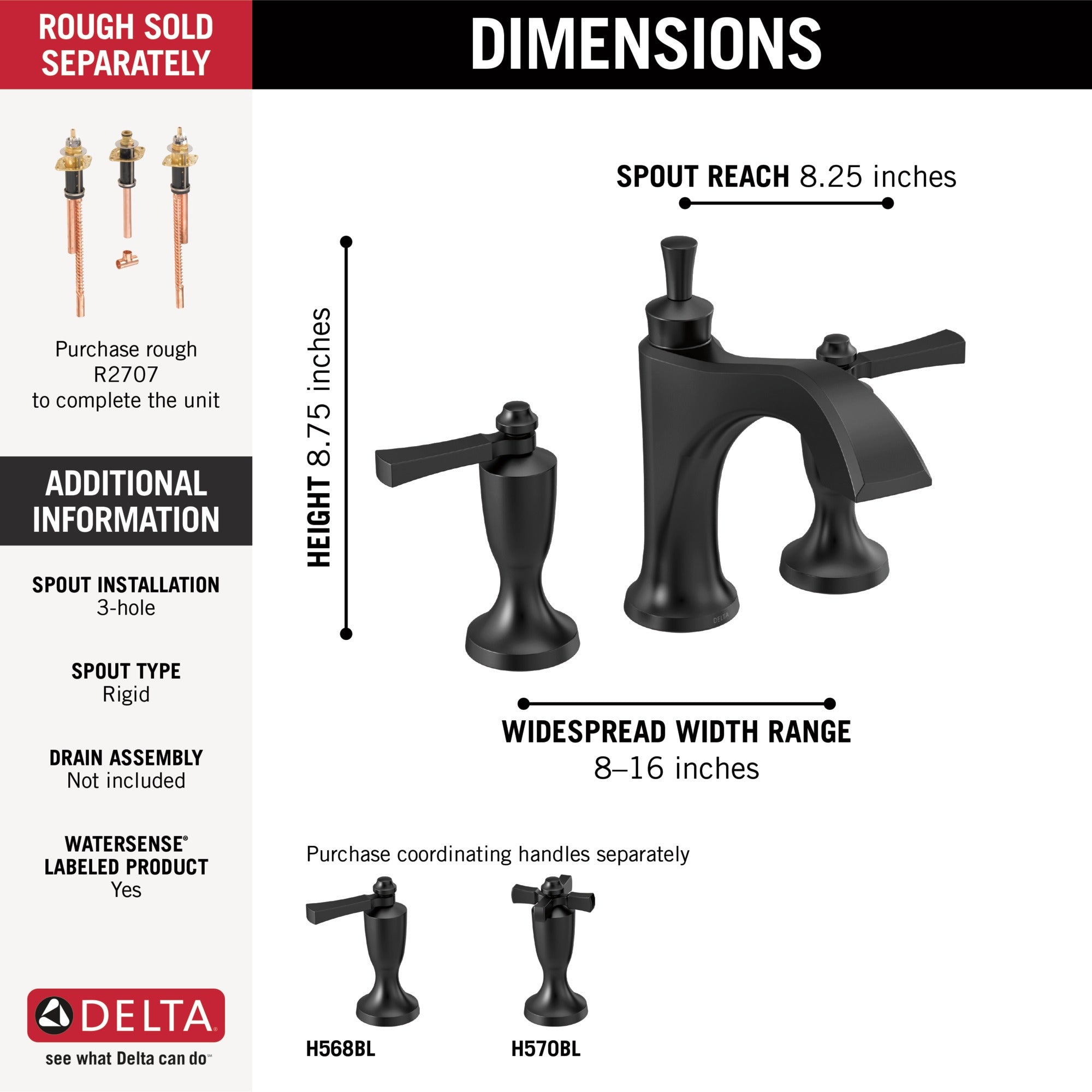 Delta Dorval™ Roman Tub Trim - Less Handles