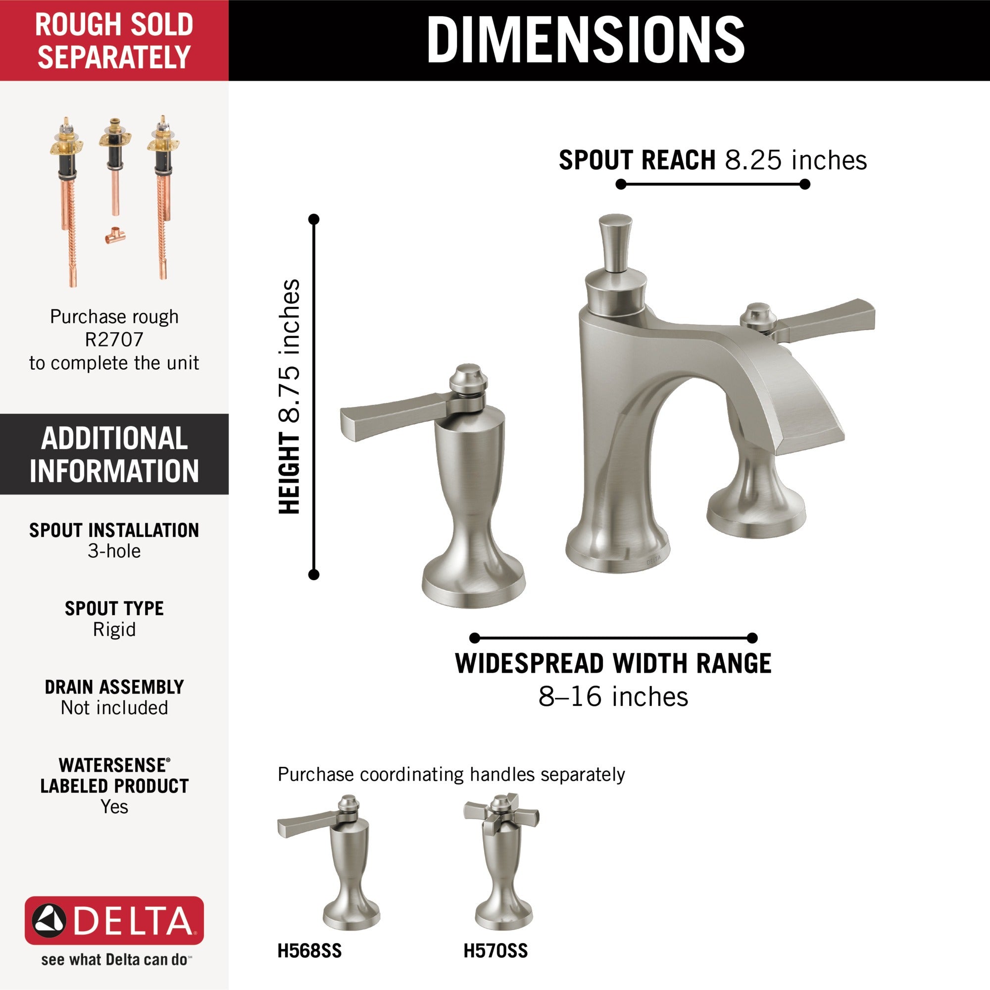Delta Dorval™ Roman Tub Trim - Less Handles