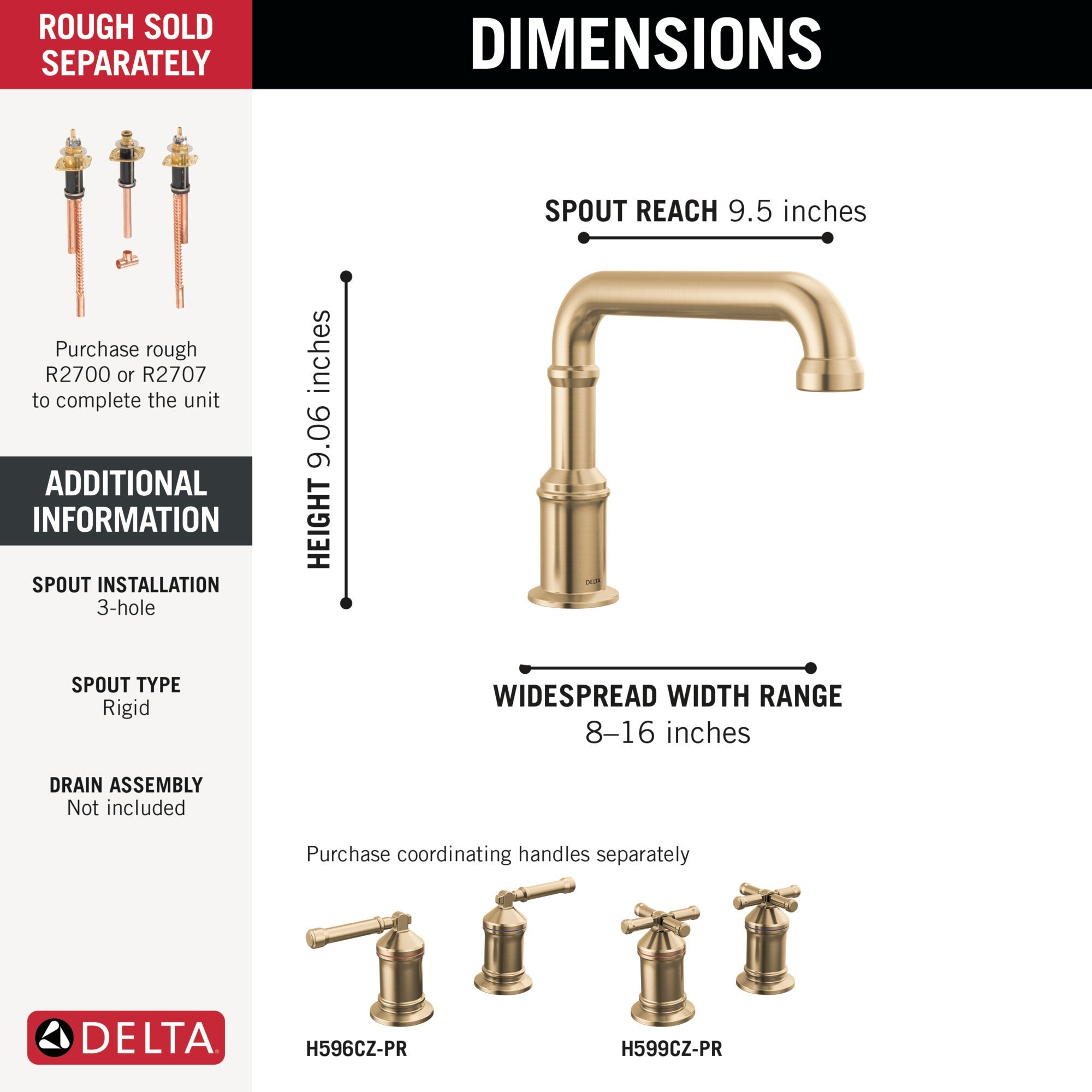 Delta Broderick® Roman Tub Trim - Less Handles