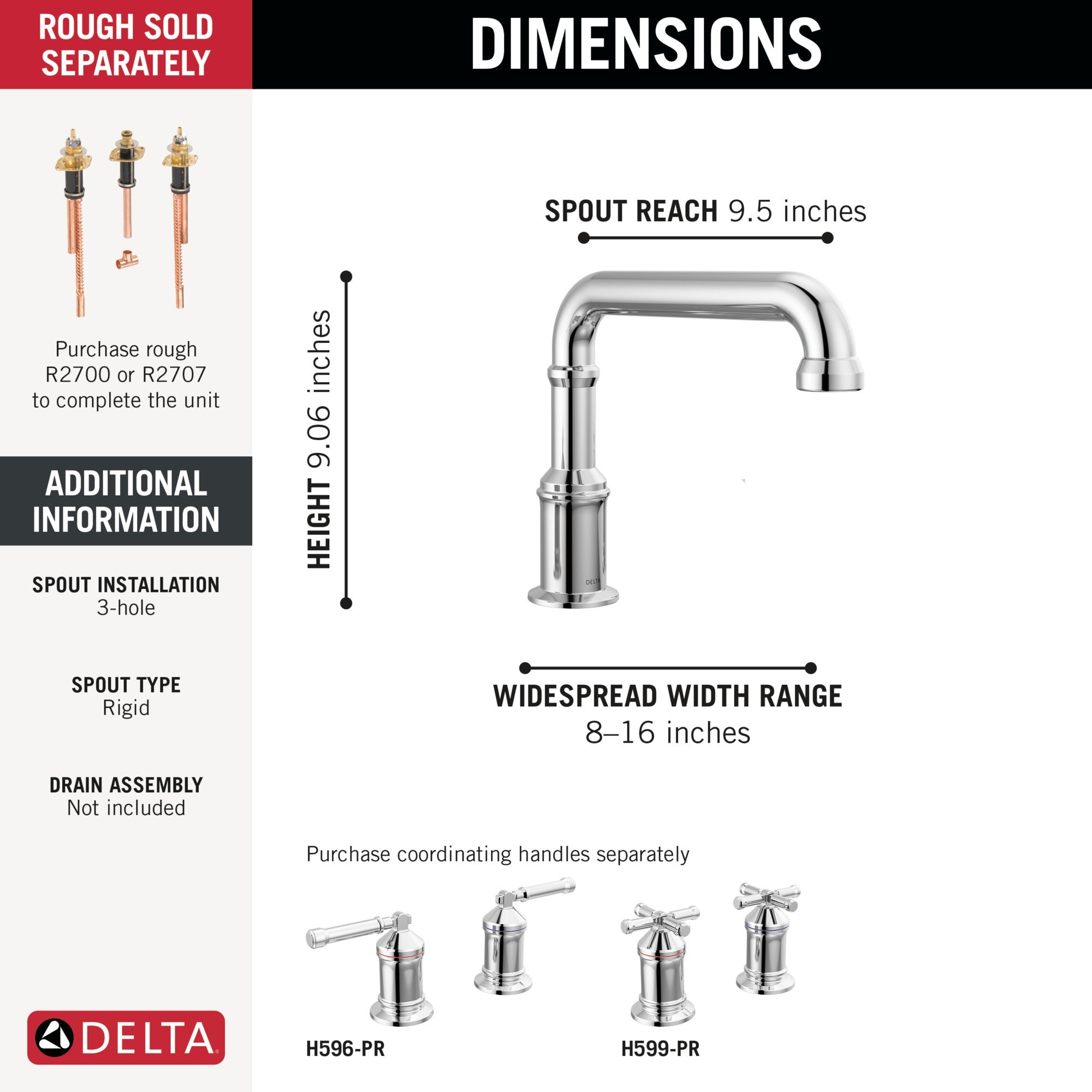 Delta Broderick® Roman Tub Trim - Less Handles