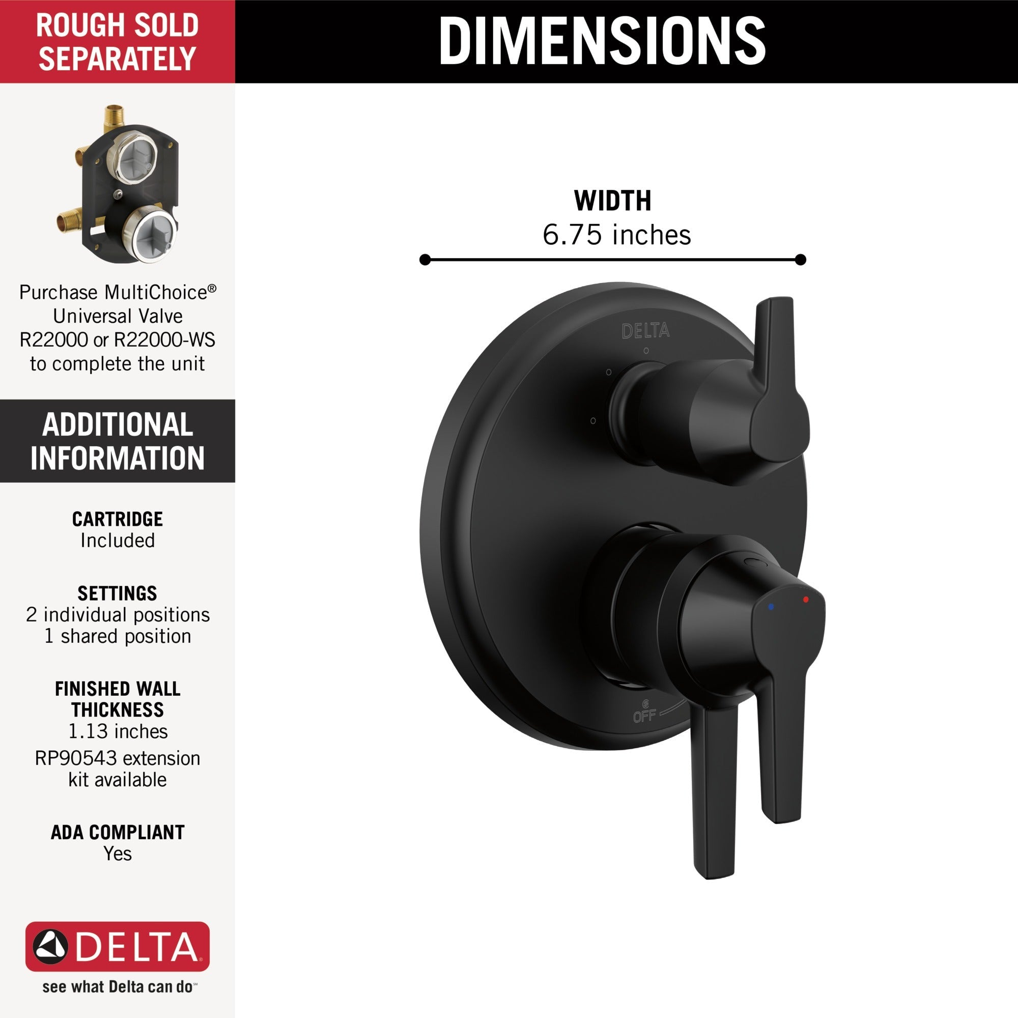 Delta Galeon™ 17S Integrated Diverter Trim - 3 Setting