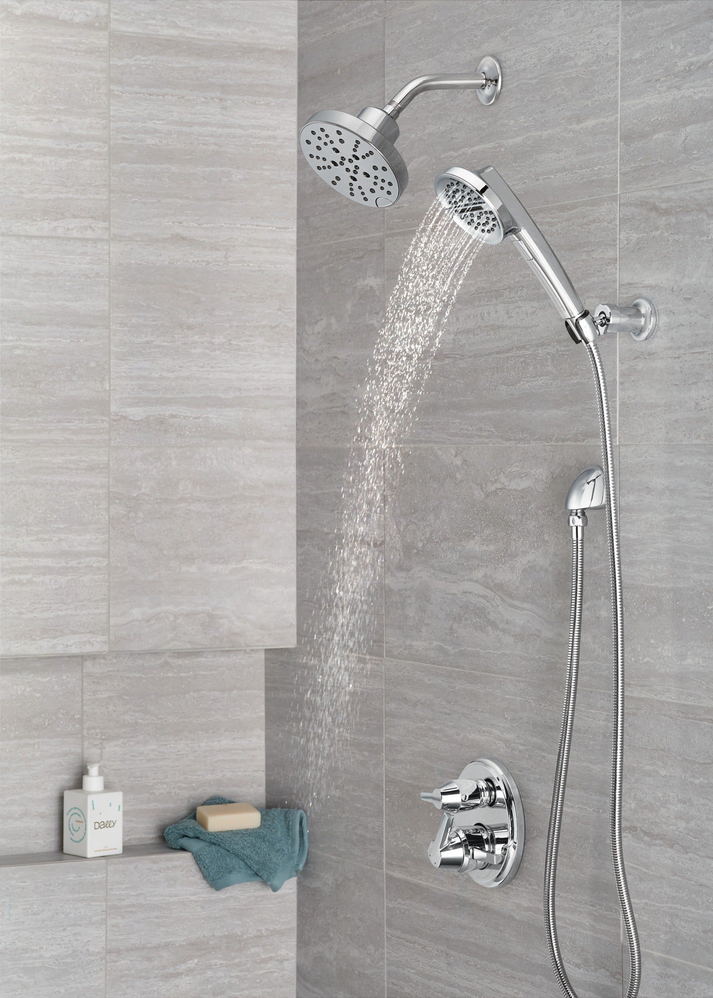 Delta Universal Showering Components H2OKinetic® 5-Setting Contemporary Raincan Shower Head