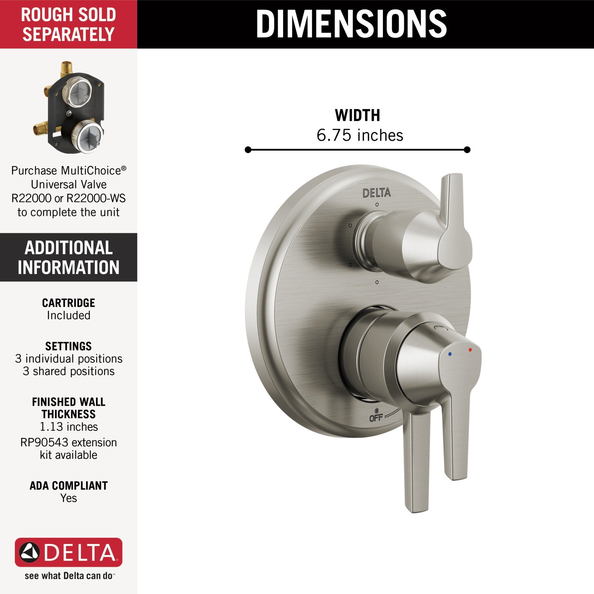 Delta Galeon™ 17S Integrated Diverter Trim - 6 Setting